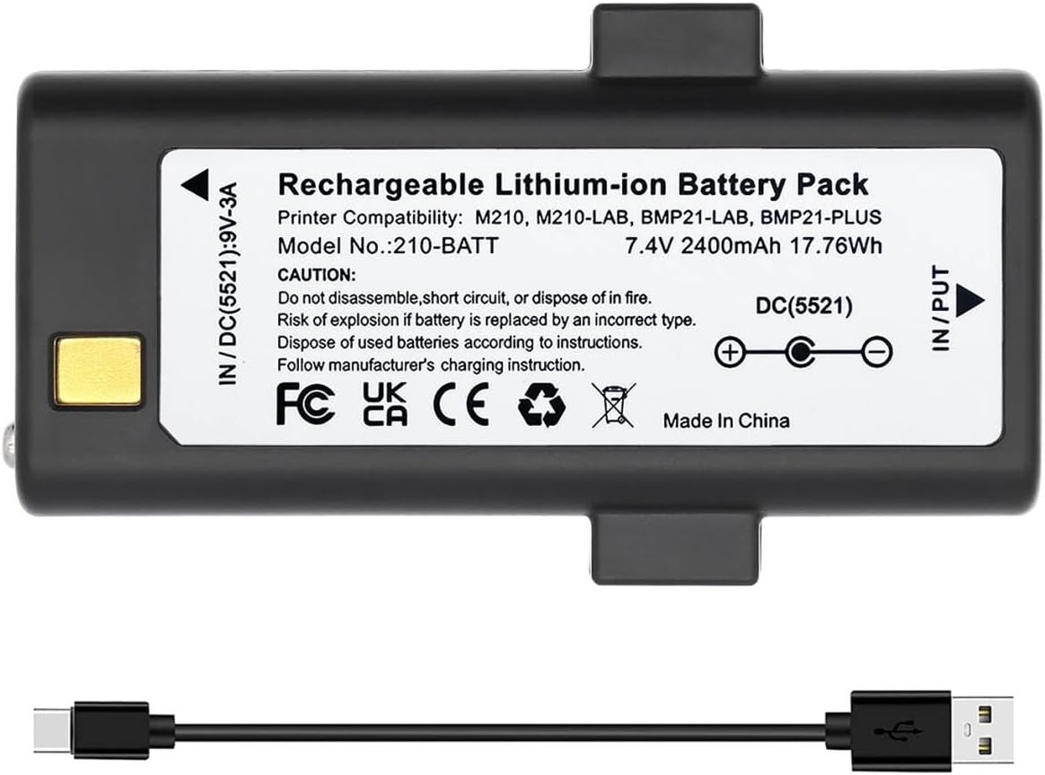 SLODA M210/BMP21 Printer Battery Replacement for Brady M210,M210-LAB,BMP21-LAB,BMP21-PLUS,USB Type-C Charging (7.4V 2400Mah) image number 3