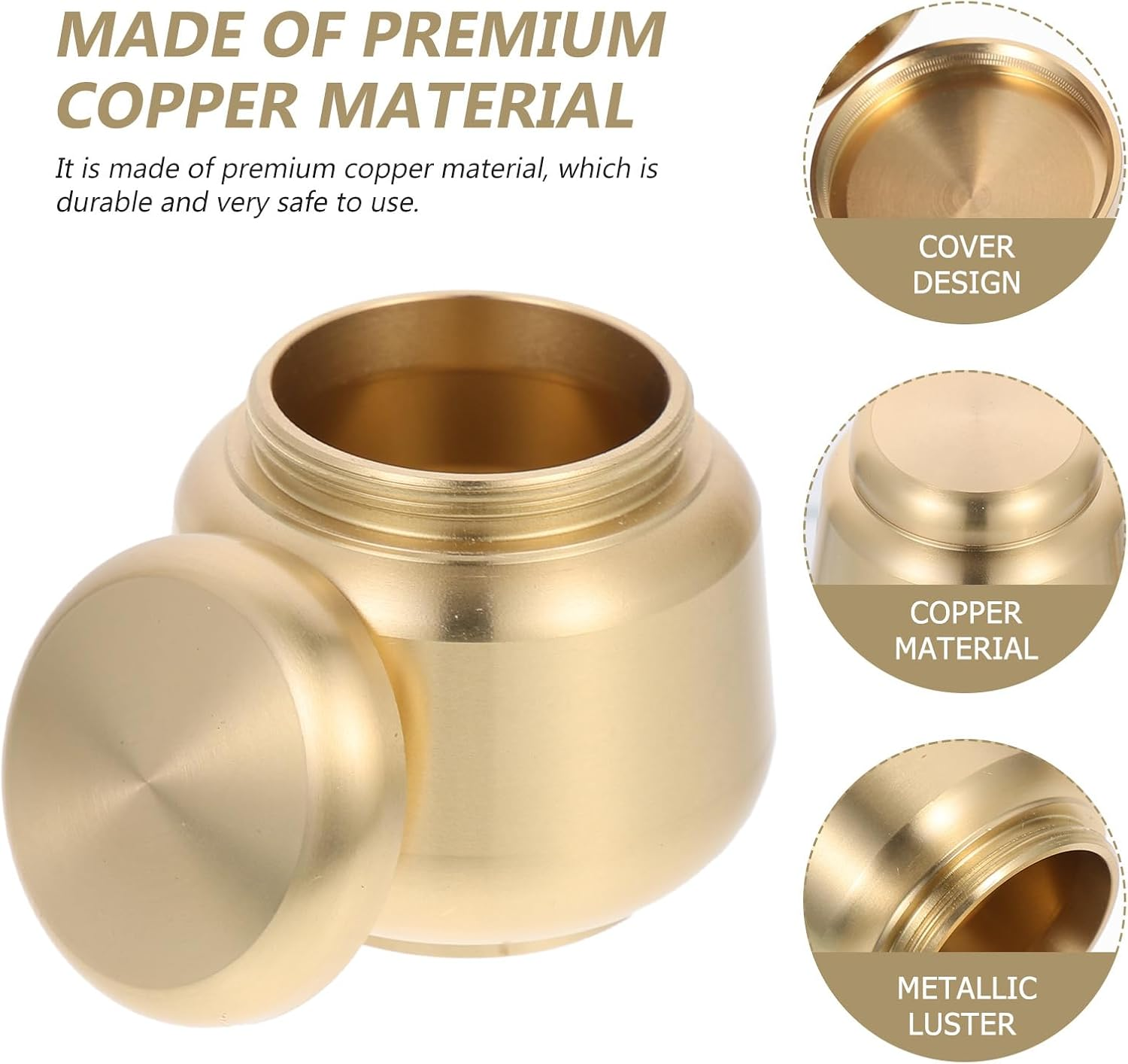 DECHOUS Brass Cremation Urns for Human Ashes Mini Keepsake Urns for Pet Baby Ashes Funeral Memorial Jar image number 5