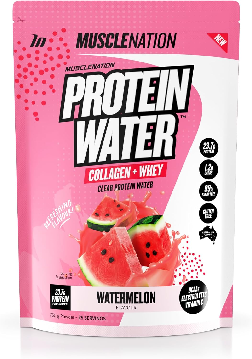 Muscle Nation Watermelon Protein Water 750G (25 Serves) image number 2