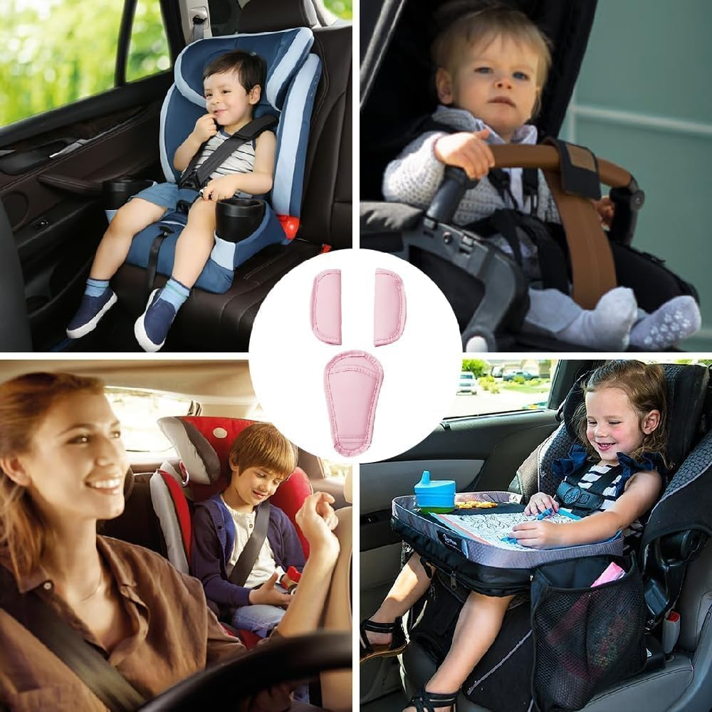 3 Pcs Baby Pads Shoulder Strap and Crotch Cover Set, Soft Car Seat Belt Cover Pad for All Car Seats (Grey) image number 1