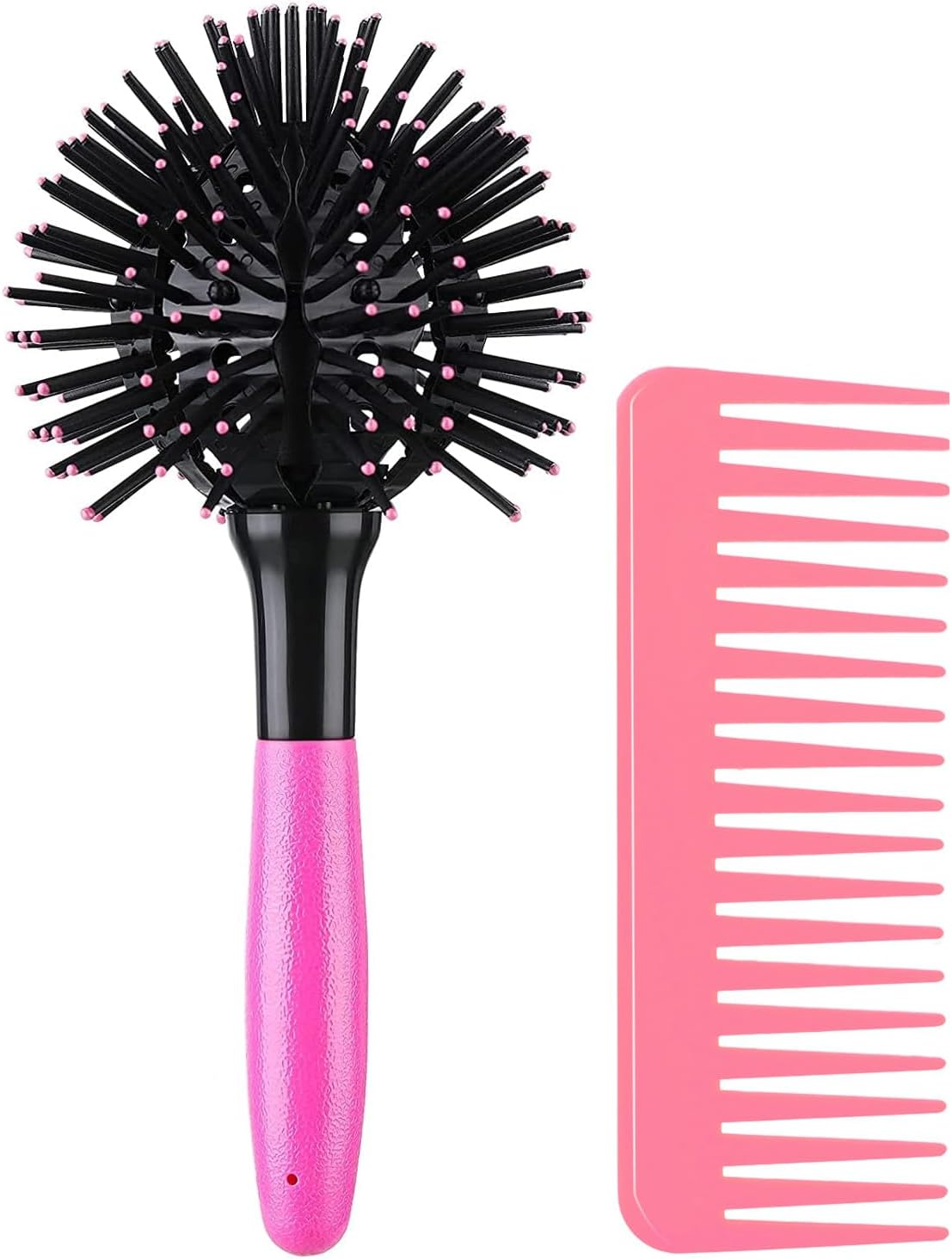 3D Bomb Curl Hair Brush 360&deg; round Styling Hair Brush Detangling Hairbrush Spherical Ball Brush Salon round Hair Curling Curler and Wide Tooth Comb for Curly/Long/Wet/Dry Hair image number 2