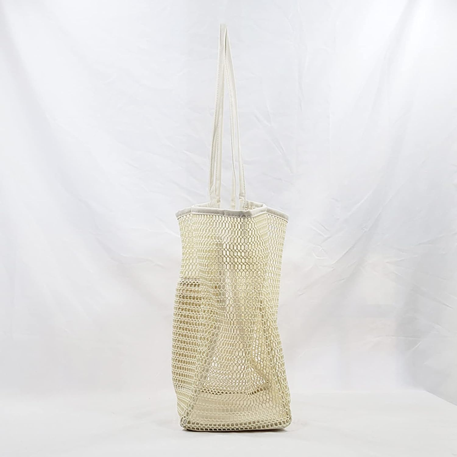 Large Mesh Beach Bag and Beach Bag Tote, Toy Tote Bag with Pockets Are Lightweight Foldable for Family Pool & Vacation Essential,Beige image number 2