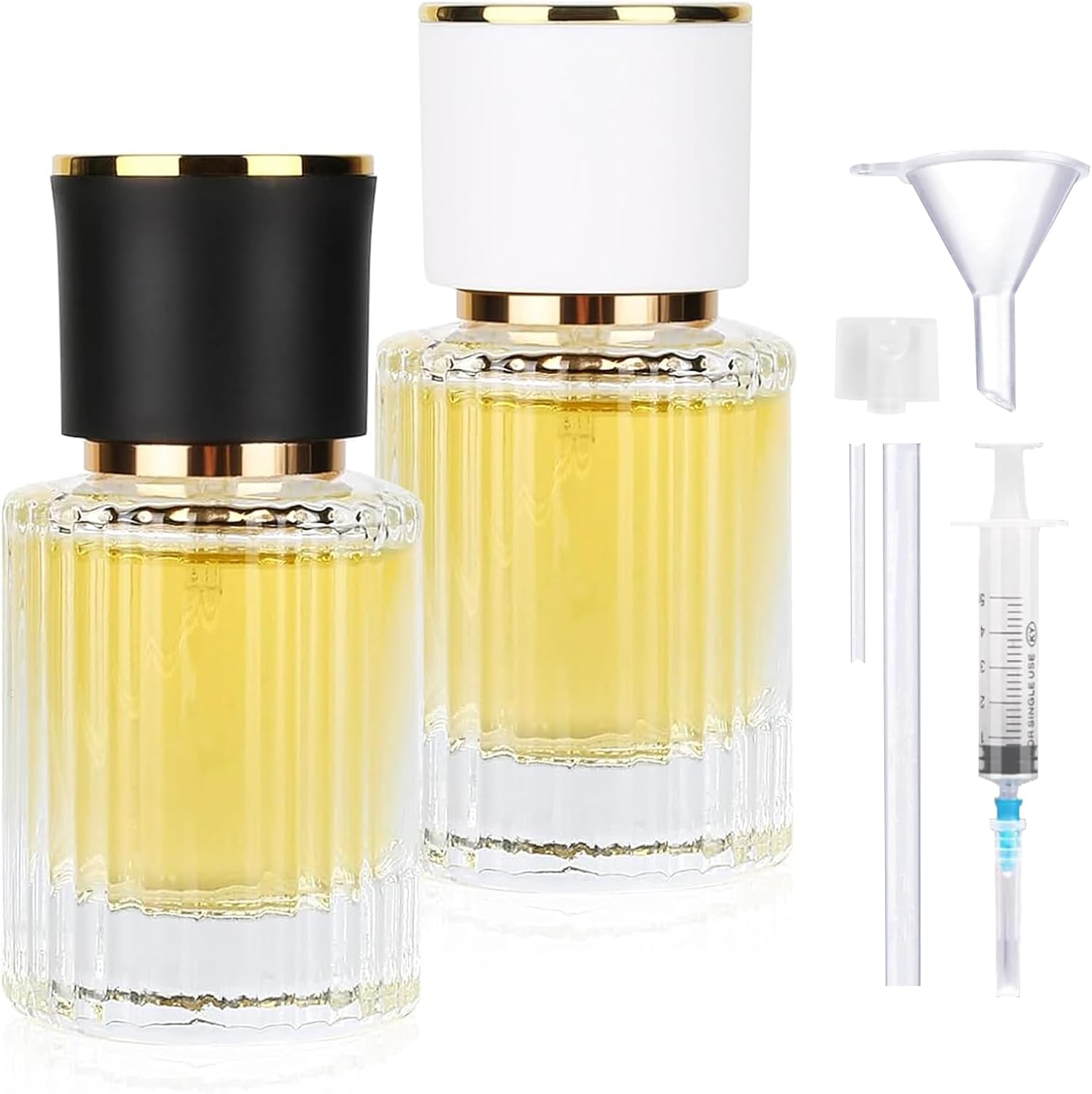 XUSSMM Pack of 2 Refillable Perfume Atomisers, 30 Ml round Perfume Bottle, Perfume Atomiser for on the Go, Portable Spray Bottle with Practical Accessories for Perfume, Travel, Cosmetics (30 Ml) image number 4