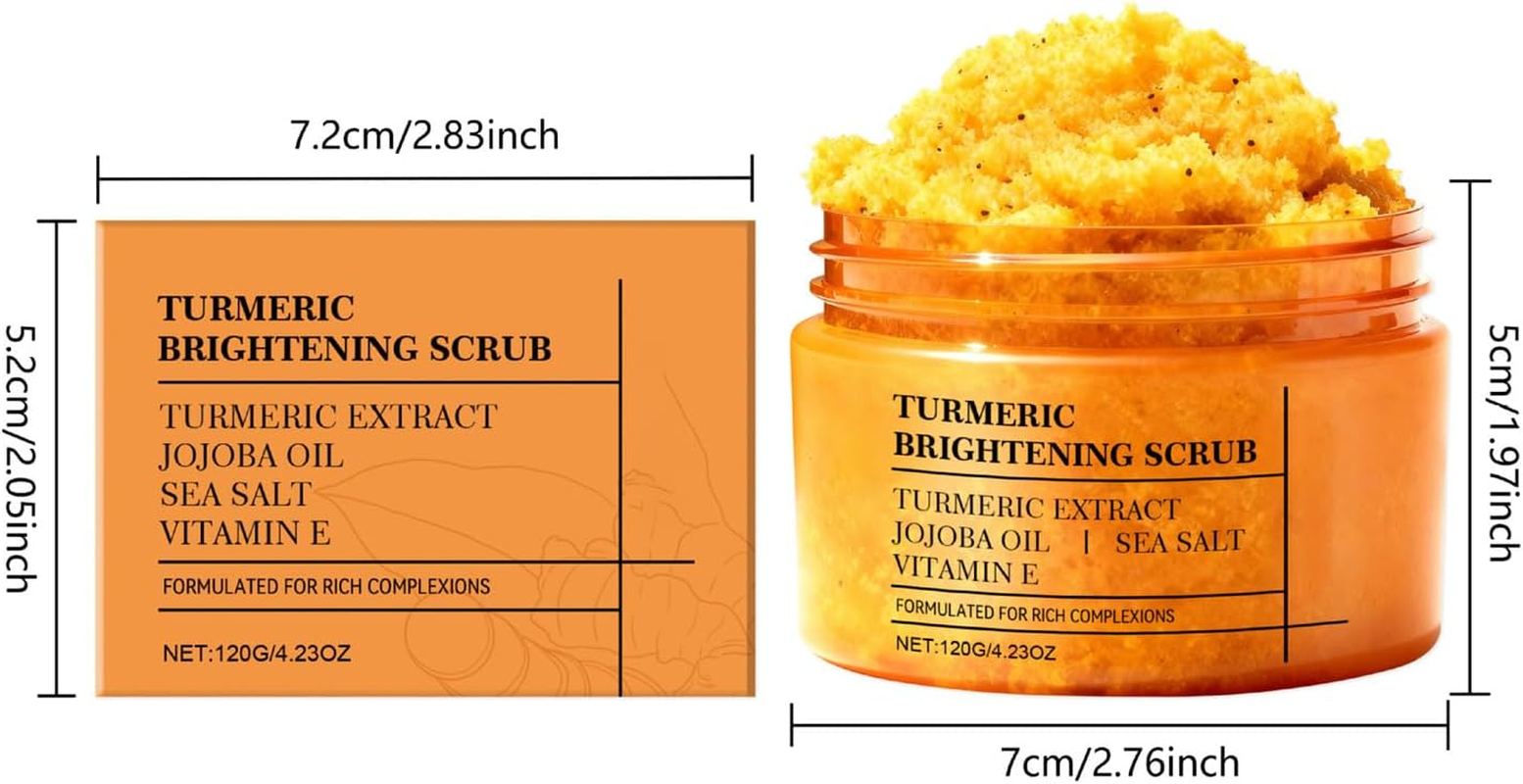 Turmeric Exfoliating Body Scrub for Dark Spots, Brightening Inner, Underarms, Inner Thighs, Bikini Area, Moisturizing Face and Body Polish image number 6