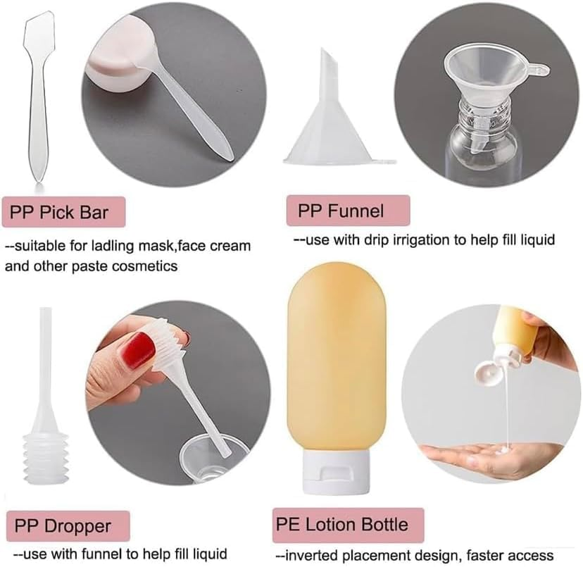 TSA Approved Travel Bottles Set for Toiletries Travel Size Containers Kit 12 Pack Portable Leak Proof Refillable Squeeze Cosmetic Travel Essential (Winter) image number 6