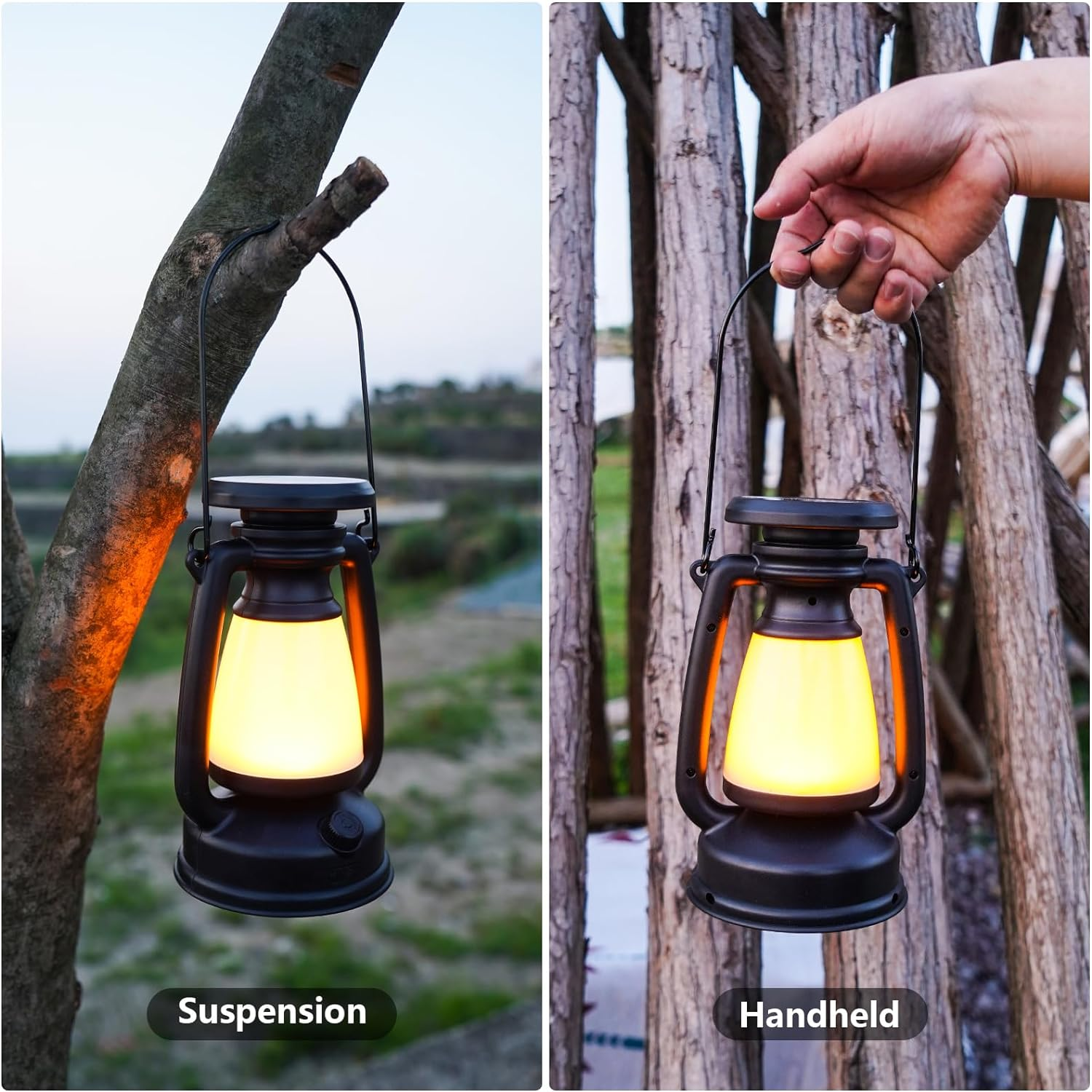 4000Mah Classic Solar-Powered Rechargeable Camping Lantern: Vintage Style for Hiking, Hunting, and Fishing. Brightness Adjustable and Eco-Friendly for Outdoor Adventures. (2) image number 1