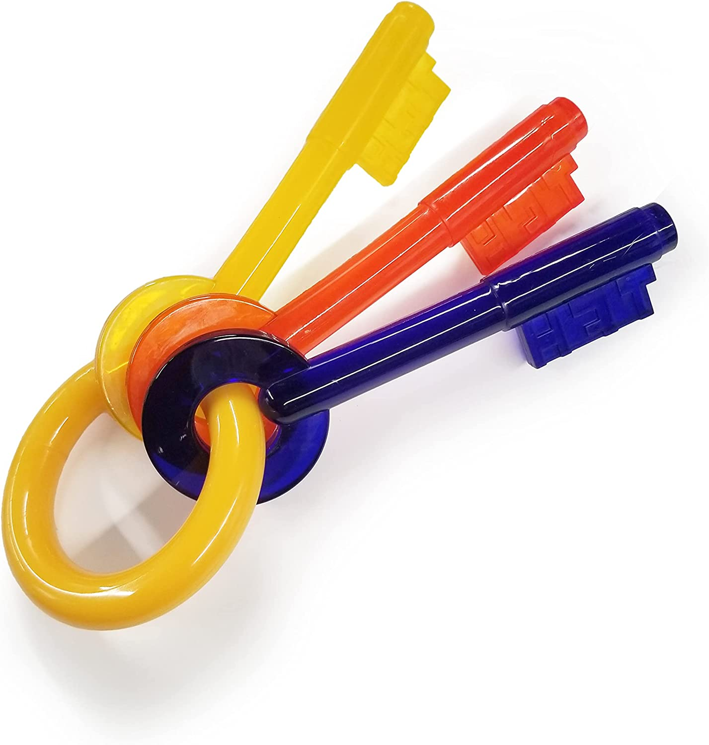 Nylabone N219P Puppy Chew Bacon Alternative Keys Dog Toy, Yellow/Red/Dark Blue, Extra Small image number 2