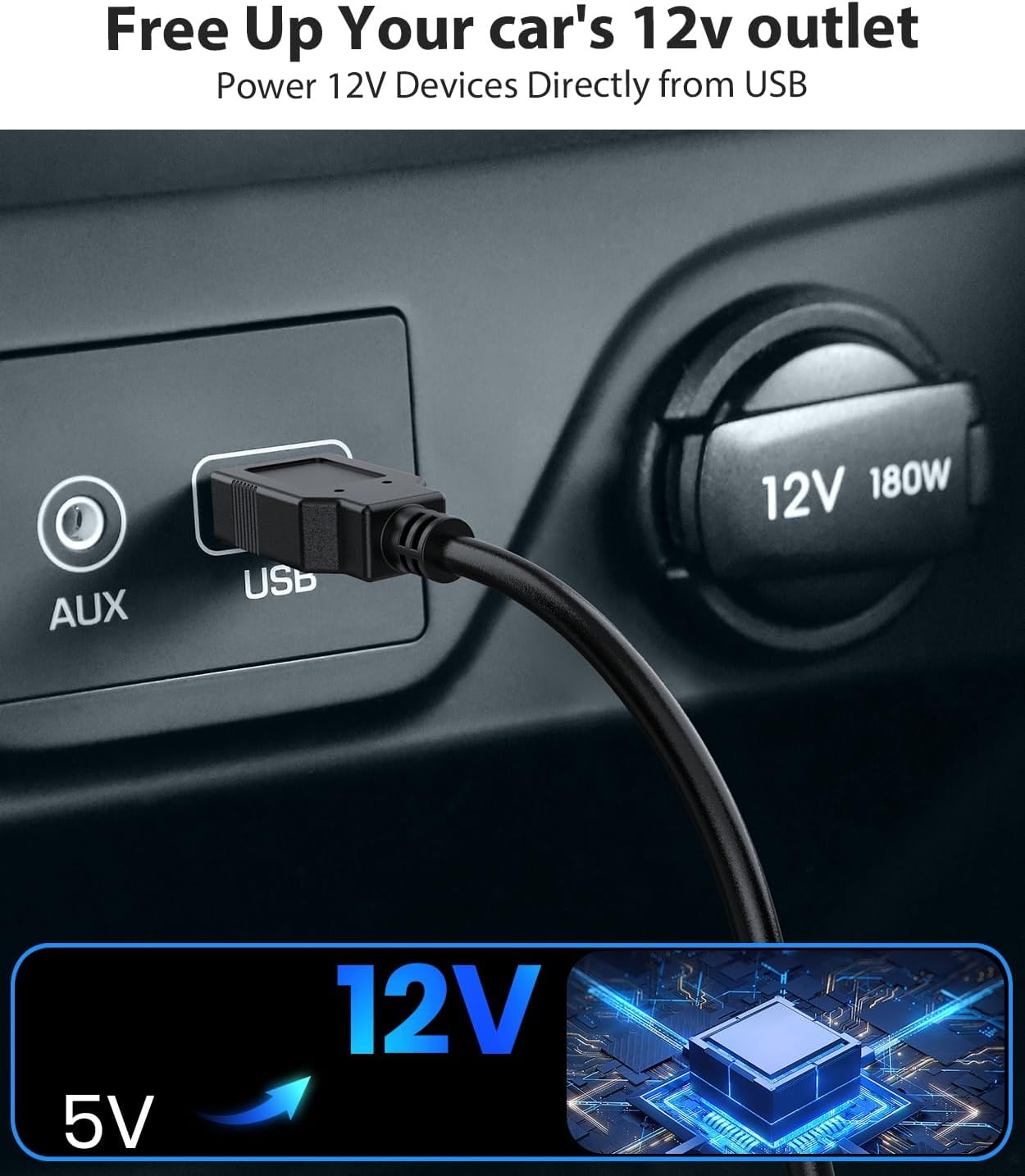 AUTO-VOX USB Charger DC 5V to 12V Charging Cable for Wireless Backup Camera, 4Pin Power Supply for S3A Plus, Solar4B, Solar 5A, Not Occupy Cigarette Lighter Rv/Car Accessirous image number 6