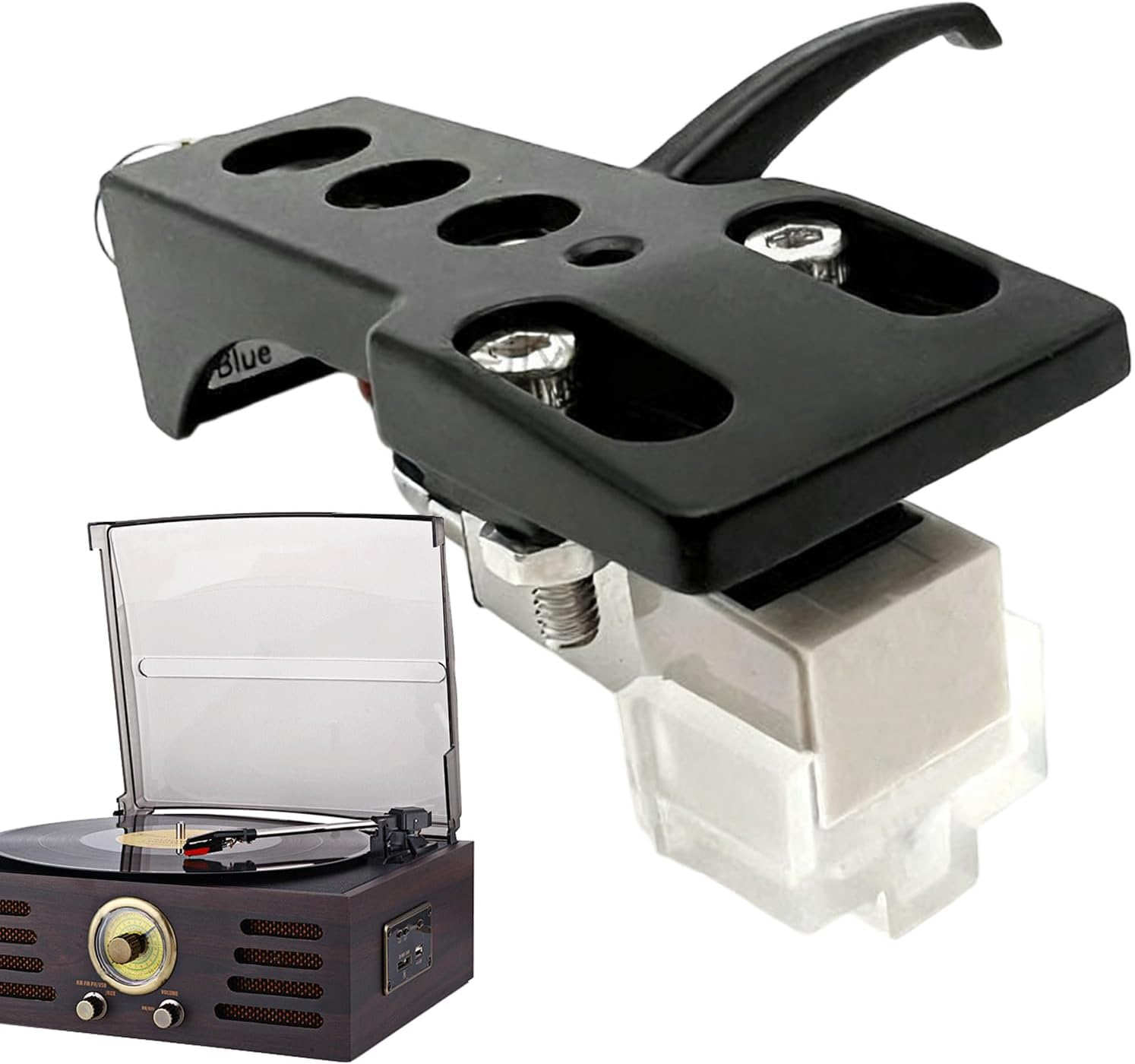 Turntable Cartridge - 3.1Cm Phono Cartridge, Conical, Adjustable Easy Mount Record Player Pickup Delivering Stable Tracking Balanced Output and High Fidelity Sound for Home Audio Systems