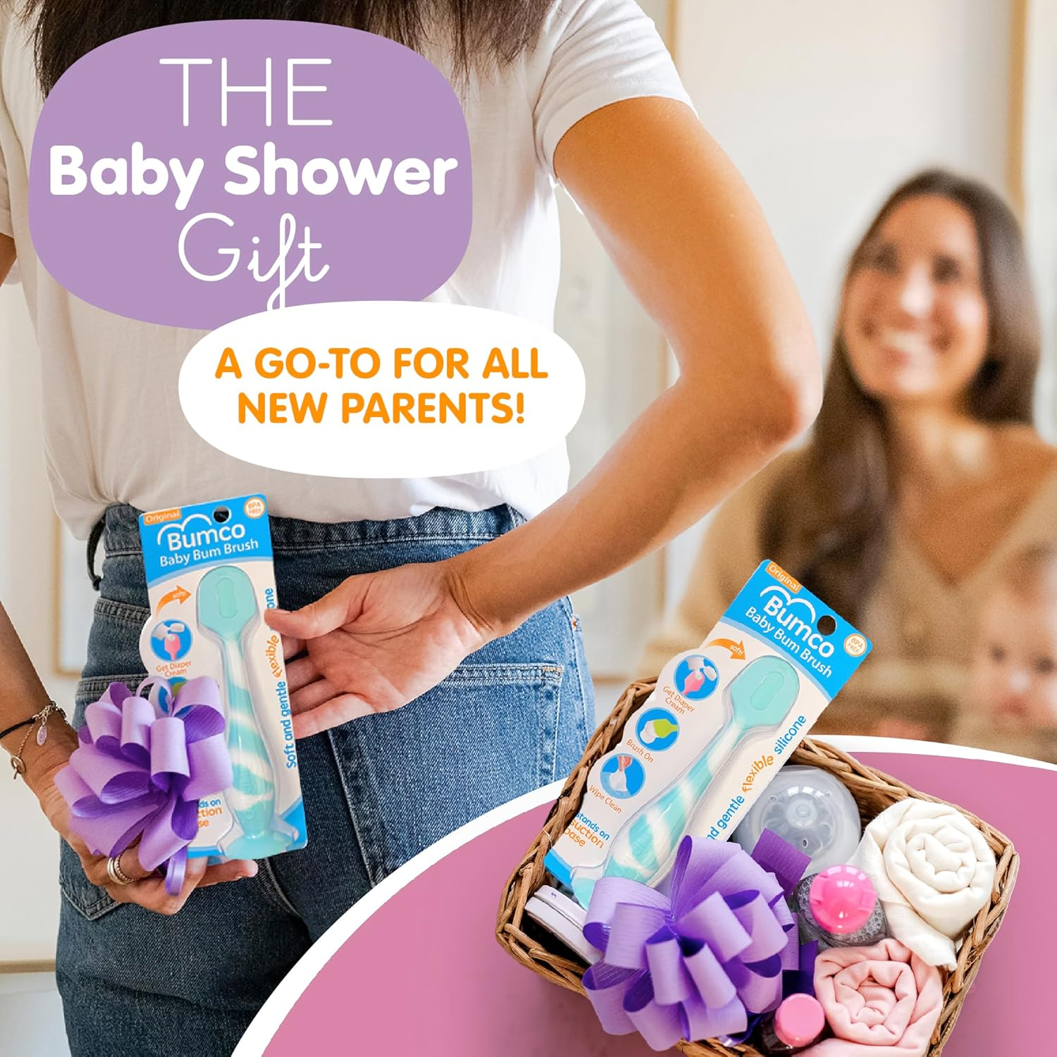 Baby Bum Brush Bumco Baby Diaper Rash Cream Applicator - Diaper Cream Spatula for Butt Paste Diaper Cream - Newborn Baby Essentials, Perfect for Baby Registry, Baby Shower Gifts - Aqua Swirl image number 4