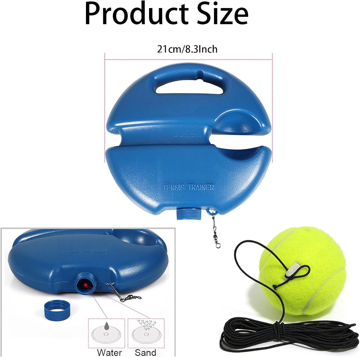 DONHUA Tennis Trainer, 1Pc Portable Tennis Rebounder with 3 Long Rope Balls, Solo Tennis Training Equipment Practice Tennis Equipment, Tennis Training Equipment for Kids Adults Beginners (Blue) image number 1