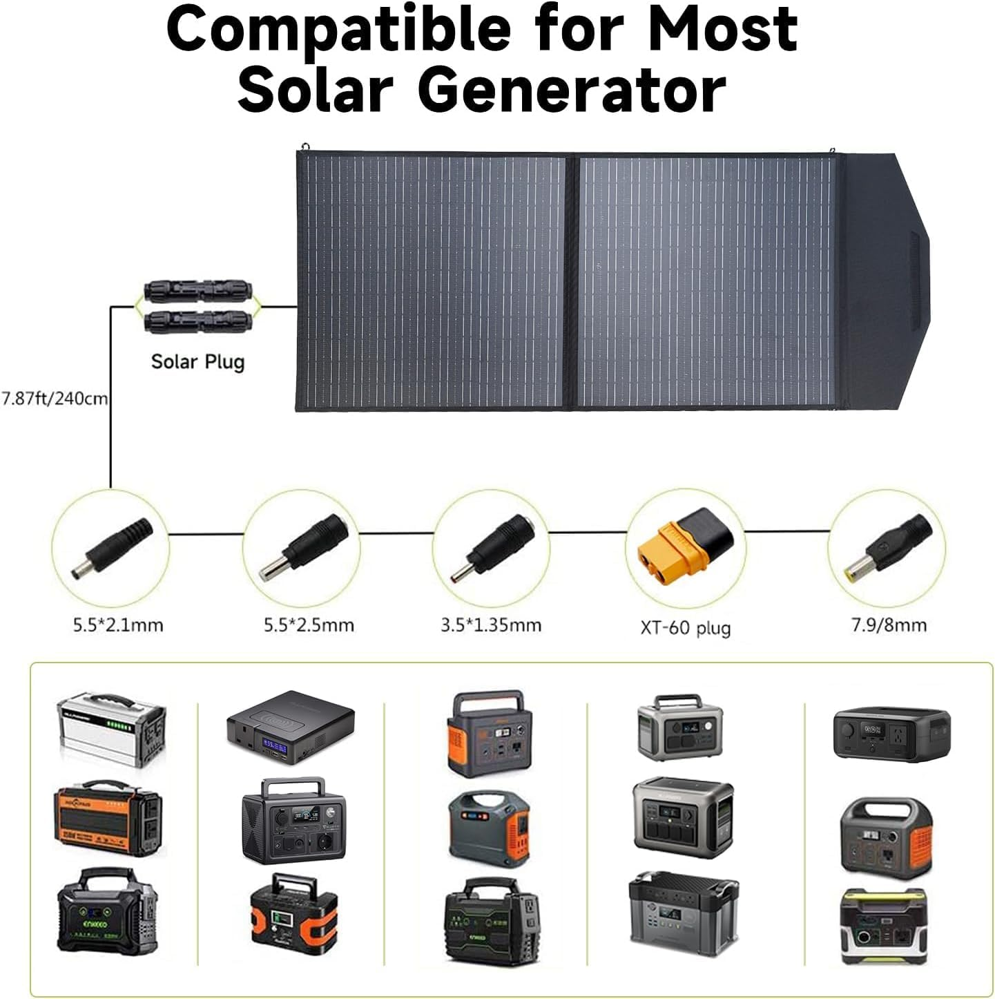 ALLPOWERS Portable Solar Panel 100W, Foldable Solar Charger SP027 IP66 with Adjustable Kickstands, 23% Efficiency Monocrystalline Module, 17.8V Output for Solar Generator Camping Balcony RV off Grid image number 3