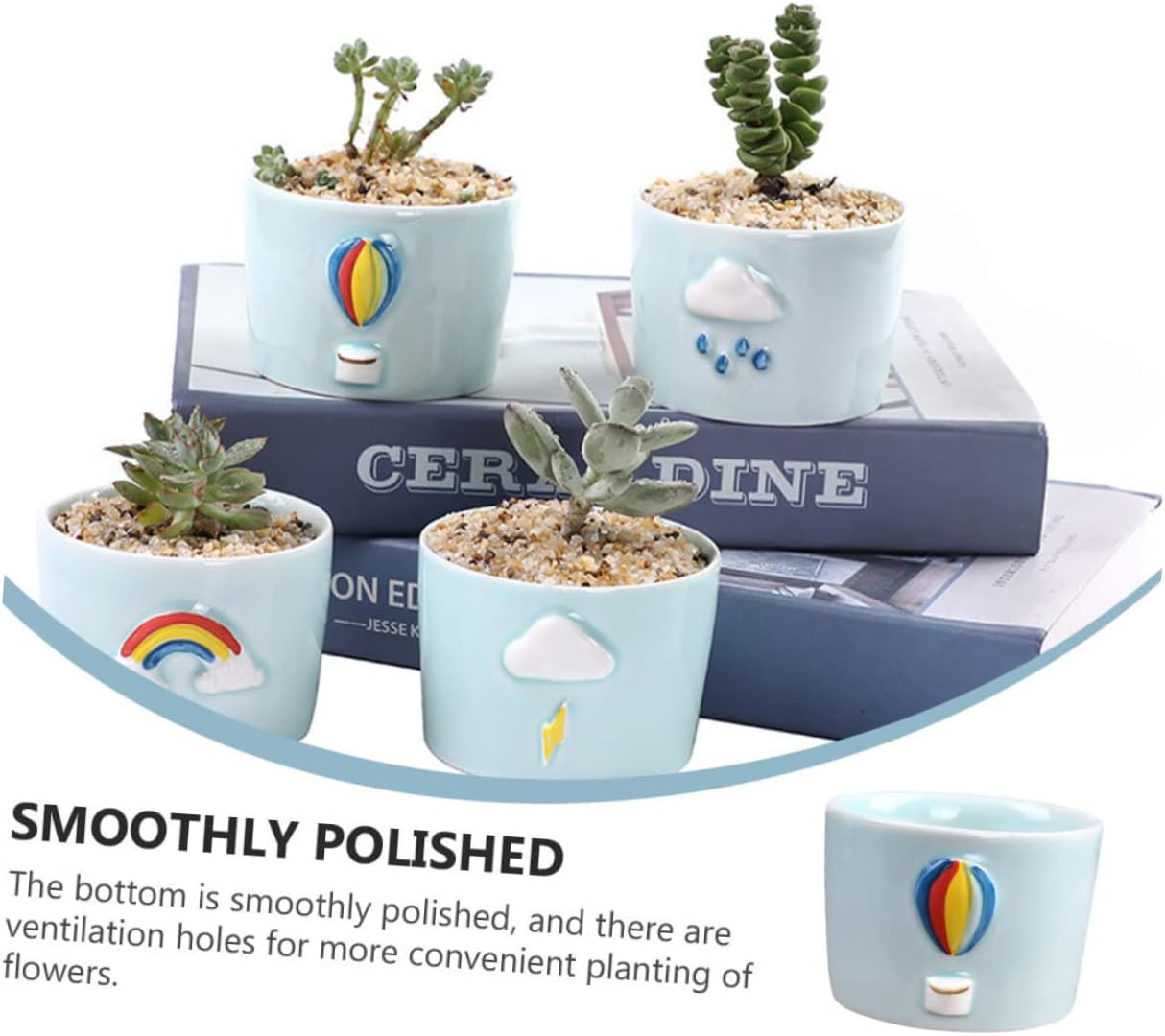 Ceramic round Succulent Container Cute Pot Plant Gardening Succulent Pot Artistic Flowerpot for Plant Lovers image number 2