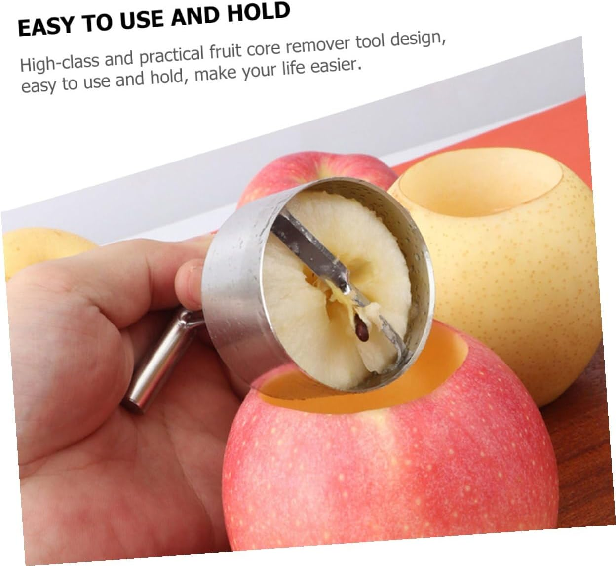 4Pcs Stainless Steel Fruit Core Remover Ergonomic Metal Pear Apple Corer Kitchen Supply Vegetable Remover with Sharp Easy-Clean Handles image number 5