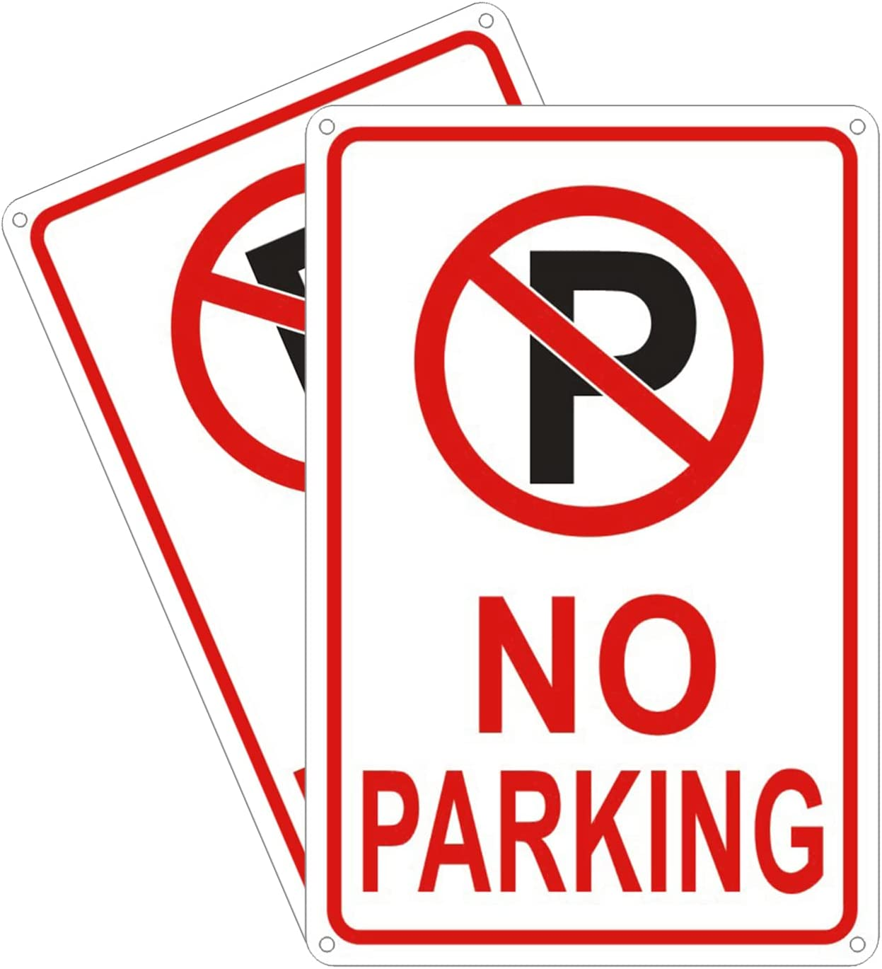 2PCS 12 X 8 Inches No Parking Reflective Sign with Symbol Sign, 40 Rust Free Aluminum, UV Protected, Weather Resistant, Waterproof, Durable Ink, Easy to Mount image number 1