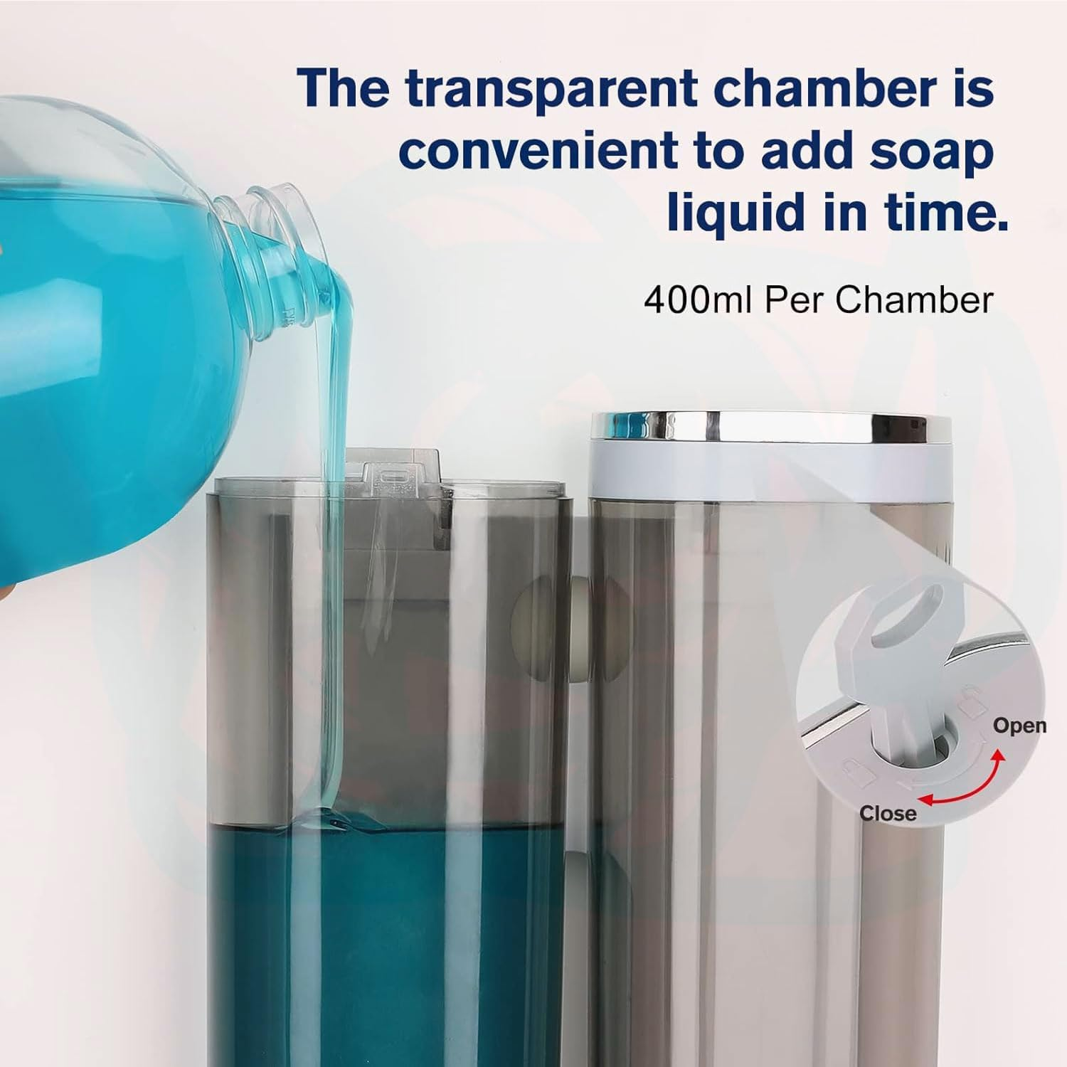 3 - Chamber Wall - Mounted Shower Dispenser Set - Ideal for Shampoo, Conditioner, and Body Wash Mounted by Glue or Screws image number 2