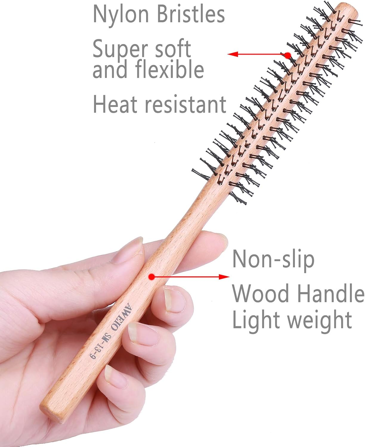 Small round Brush for Short Hair, 1 Inch Mini Quiff Roller for Women and Men, Best for Thin Hair, Bangs, Beard, Styling, Lifting, Curling off White