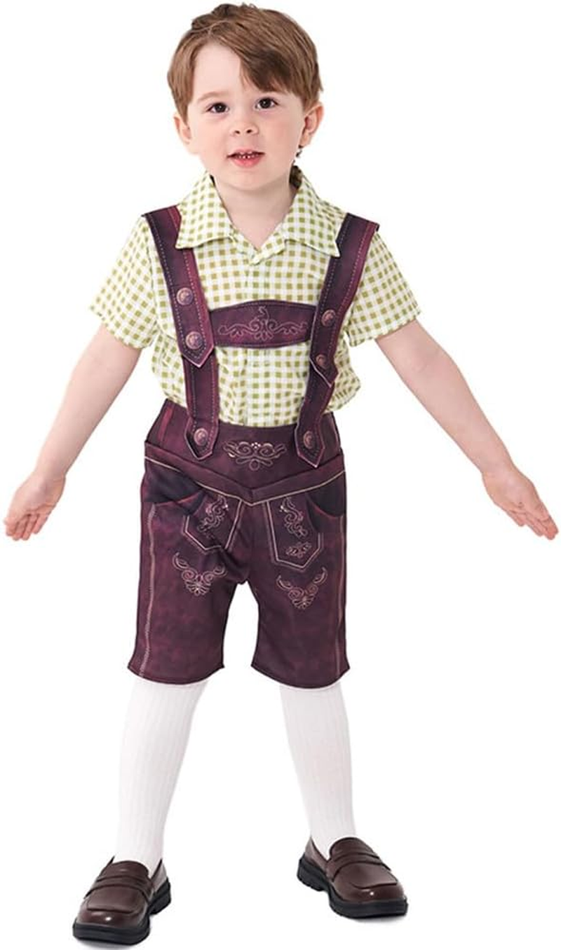 IBTOM CASTLE Toddler Boys Oktoberfest Costume Lederhosen Shorts German Bavarian Halloween Beer Festival Dress up Outfit Set