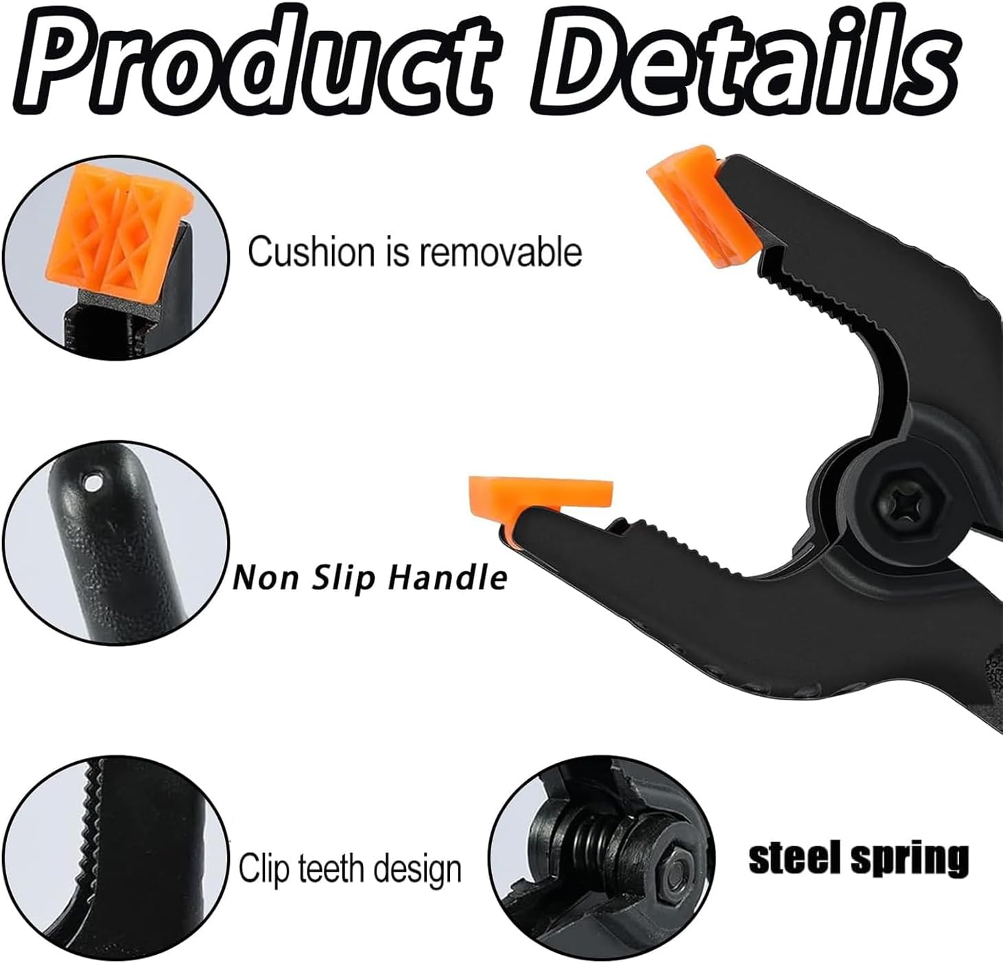 10 Pcs Spring Clamps, 4 Inch Heavy Duty Nylon Clips, Woodworking Tension Clamps, Plastic Grip for DIY Projects, Crafts, Photo Studios, Background(B) image number 1