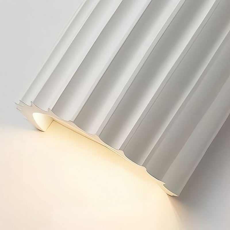 Modern White LED Wall Sconce &ndash; up and down Indoor Light Fixture with Ripple Texture, G9 Bulbs Included &ndash; for Bedroom, Hallway, Entryway, 2PCS image number 2
