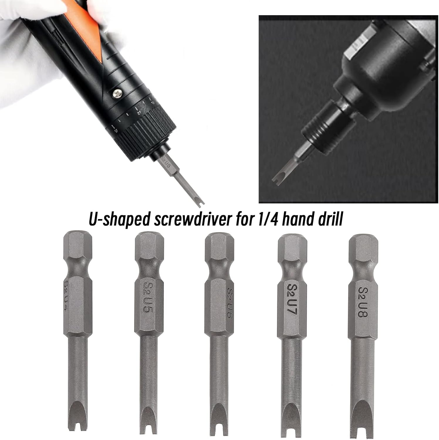 SING F LTD 5Pcs U-Shape Magnetic Screwdriver Bit Set U4 U5 U6 U7 U8 U-Shaped Drill Bit Accessories for Electric Screwdrivers Manual Screwdrivers Electric Drills image number 4