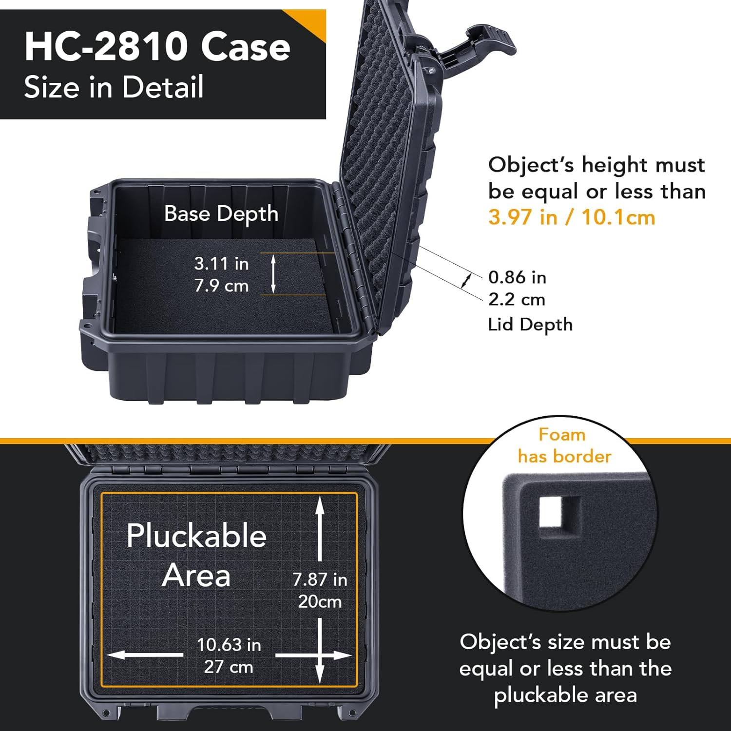 Lykus HC-2810 Waterproof Hard Case with Customisable Foam, Interior Size28.4X22.4X10.1 Cm, Suitable for Small Items image number 1
