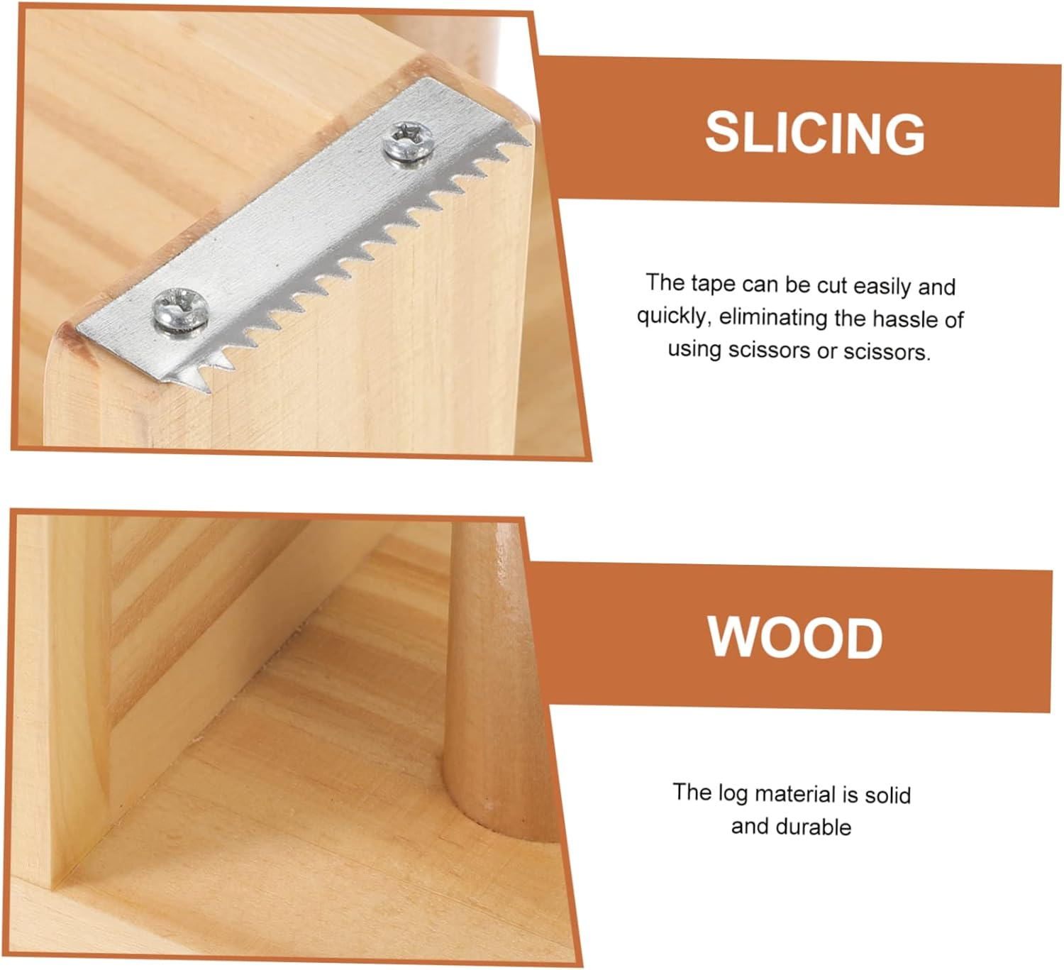 SHINEOFI Professional Tape Dispenser and Portable Tape Cutter with Desk Storage Rack, Natural Wood Color W11&times;D11&times;H8Cm, Reusable Sticker Accessory for Office and Home Organization image number 4