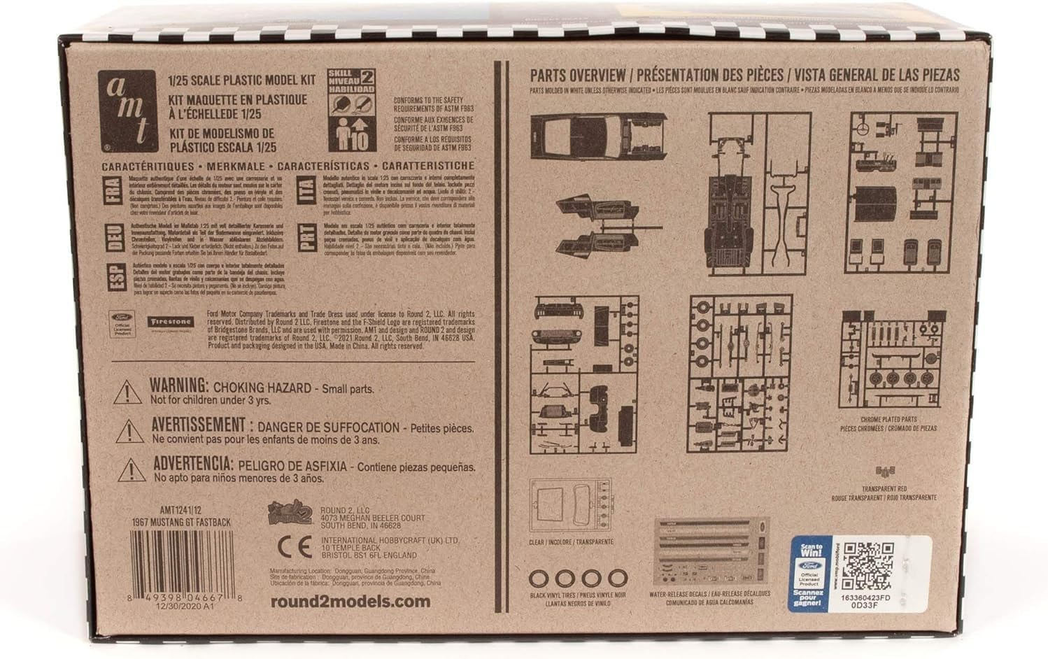 AMT 1/25 Scale 1967 Ford Mustang GT Fastback Plastic Model Kit