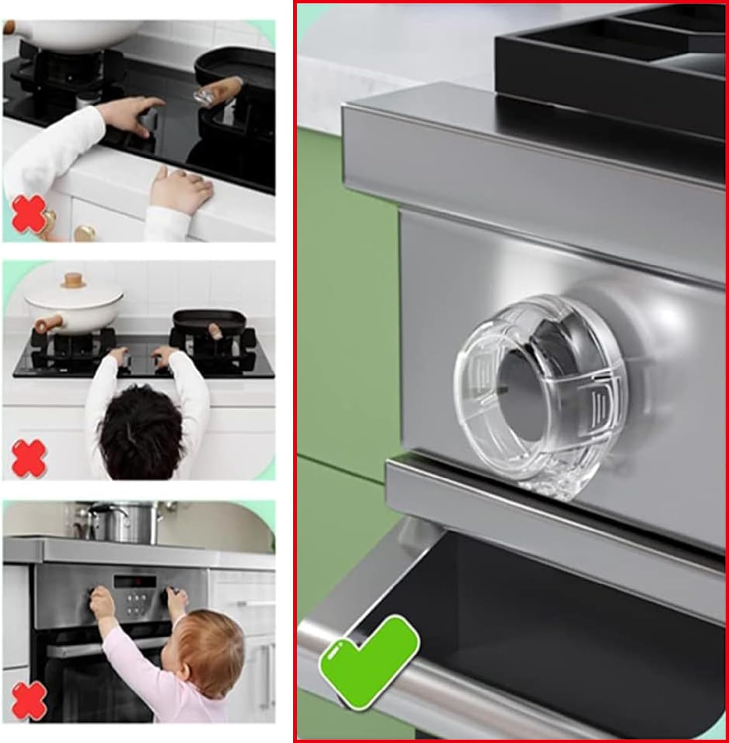 Universal Gas Knob Covers Upgraded - Gas Stove Knob Covers, Clear Child Safety Oven Knob Cover Lock Stove Protector for Kids Stove Guard (Black 6 Pieces) image number 5