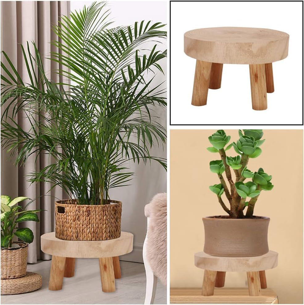 Mini Wooden Stool Display Stand Modern Plant Stand Minimalist Vintage Decor round Decorative Flower Shelf Bonsai Rack Succulents Flower Shelf Decorative Plant Stand for Indoor Outdoor Home Decoration