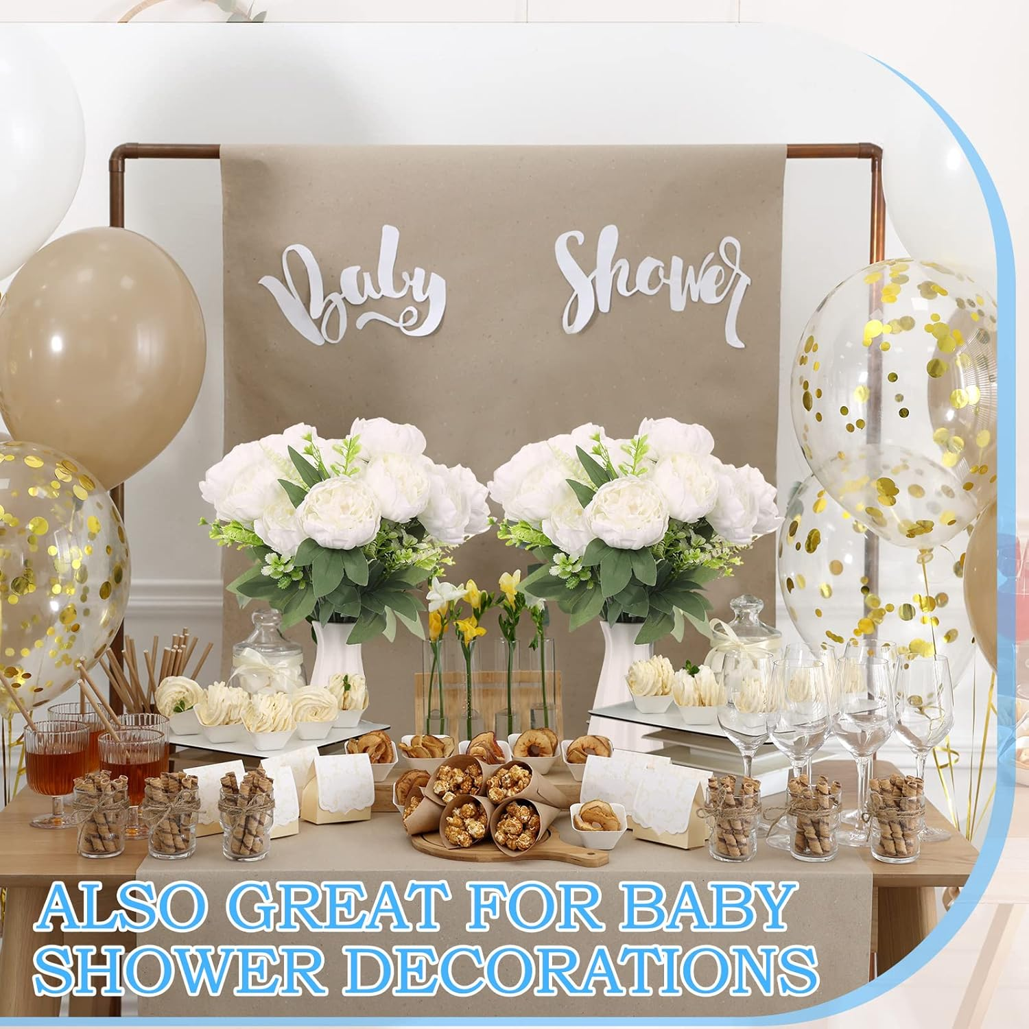 Yunlly 56 Heads Peonies 8 Bunches Artificial Peony Flowers Silk Fake Peony Flowers for Table Centerpieces Boho Home Decor Arrangement Decor Floral Bouquets Wedding Bouquet (White) image number 6