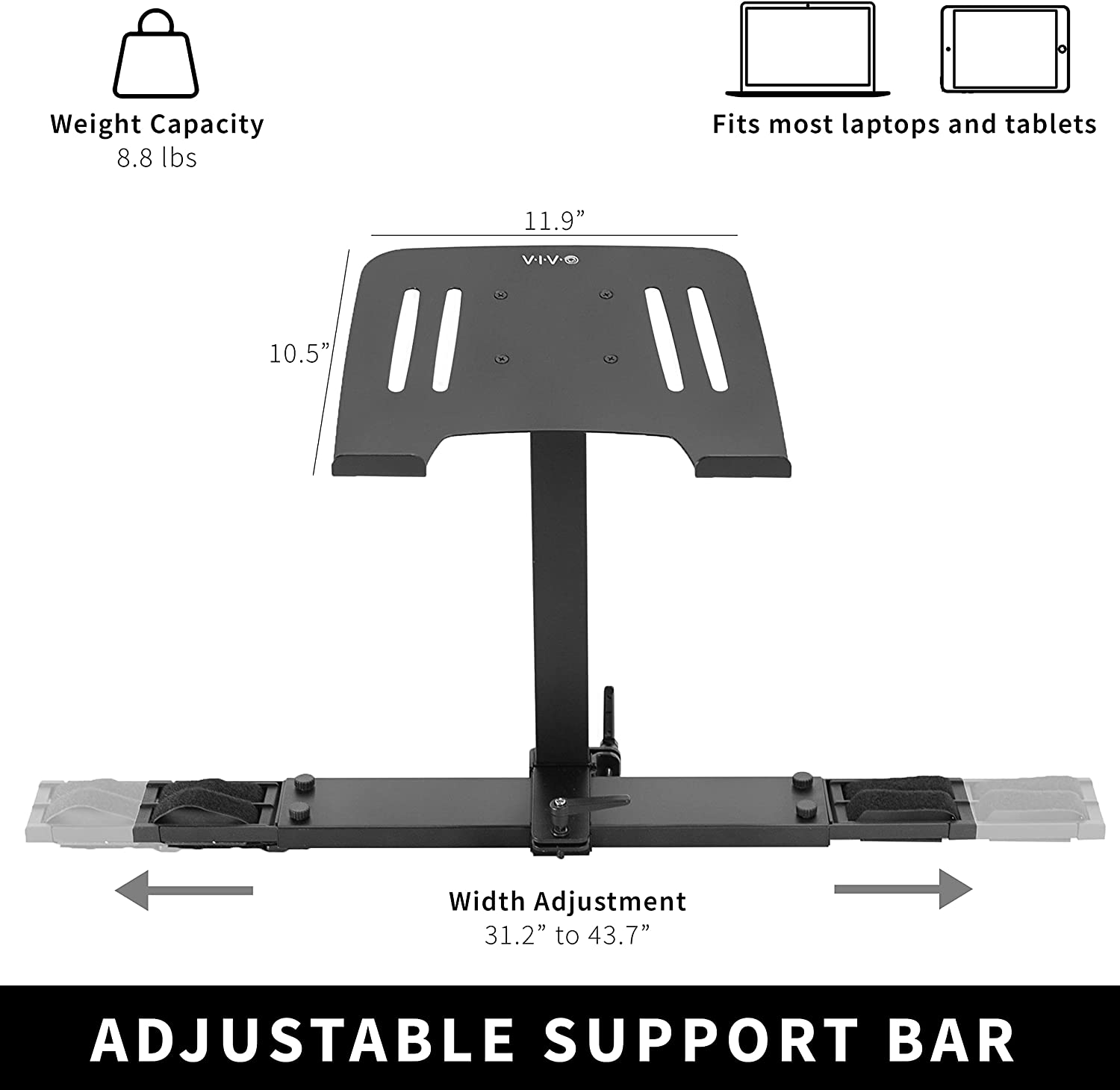 VIVO Universal Laptop Treadmill Desk, Adjustable Ergonomic Notebook Mount Stand for Treadmills Stand-Tdml1 image number 5