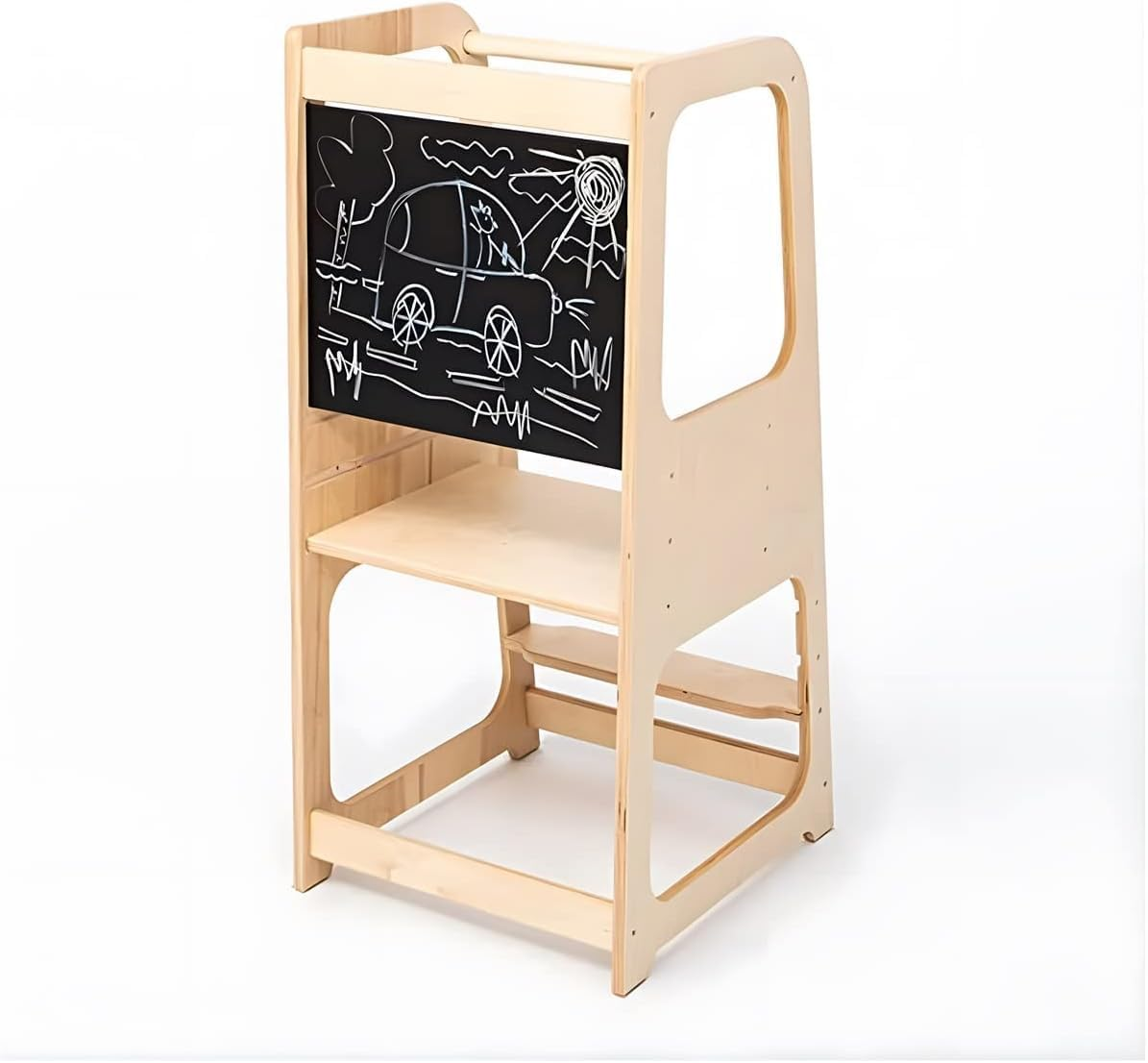 Toddler Standing Tower - Safe Montessori Step Stool for Toddlers,Height Adjustable Children Standing Helper,Perfect Tower for Learning New Skills - Ideal Helper for Little Kids in the Kitchen (Beige)