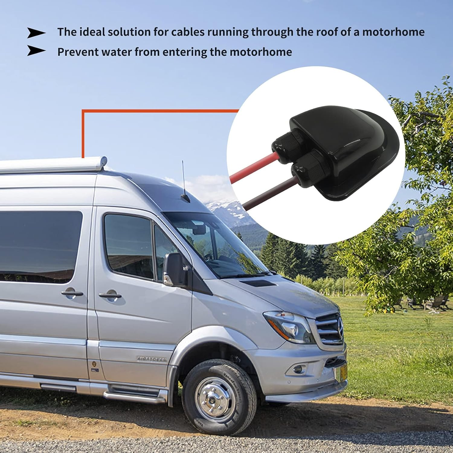 ABS Double Solar-Cable-Entry-Gland-Housing Cable Entry Plate 3Mm to 12Mm Solar Double Cable Entry Gland Box for RV Roof Waterproof,Boats,Yacht,Roofs（Black） image number 2