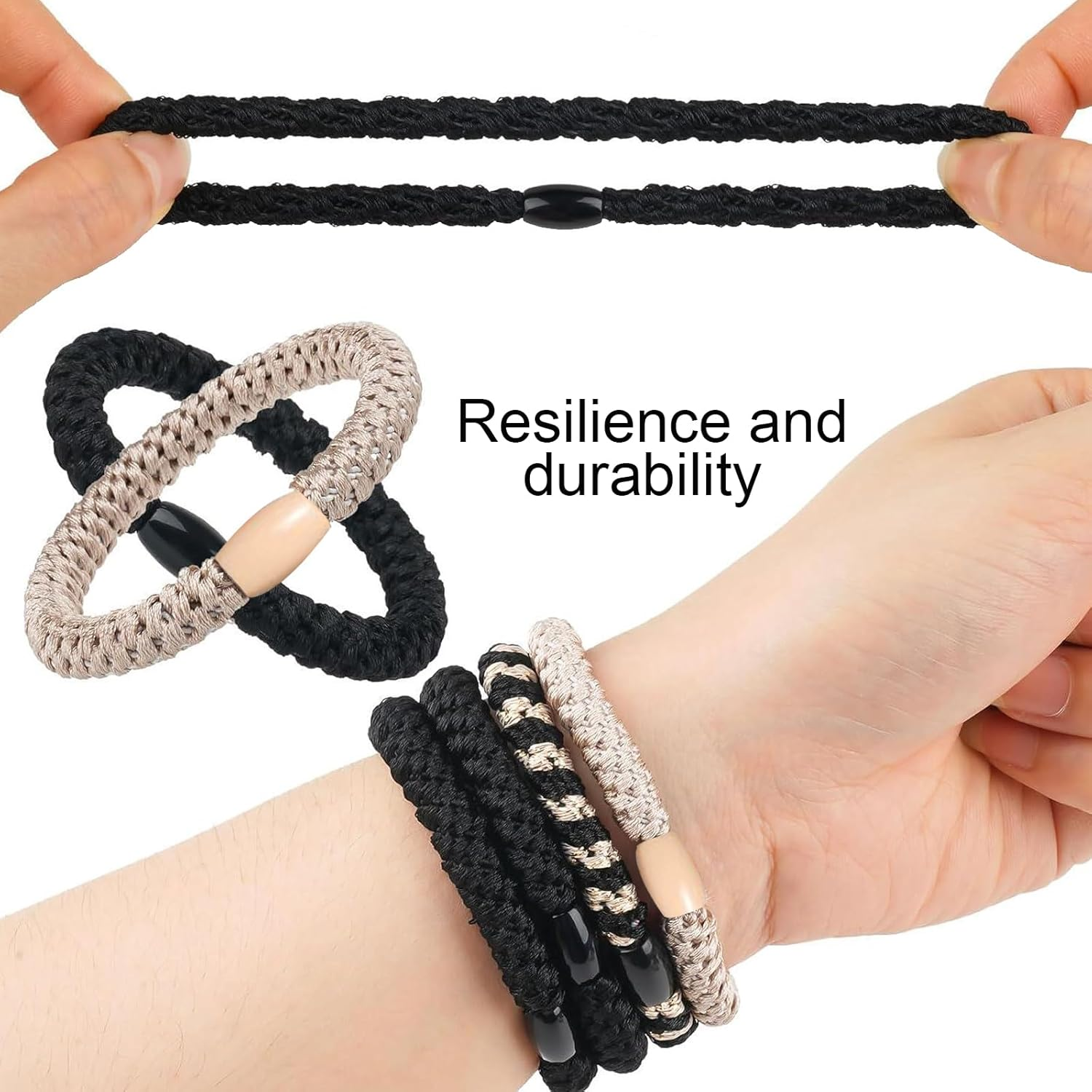 RTRTGS Elasitc 10 Pieces Hair Bobbles for Women and Girls, Cotton Bands, Ponytail Holder for Thick Hair and Curly Hair image number 5