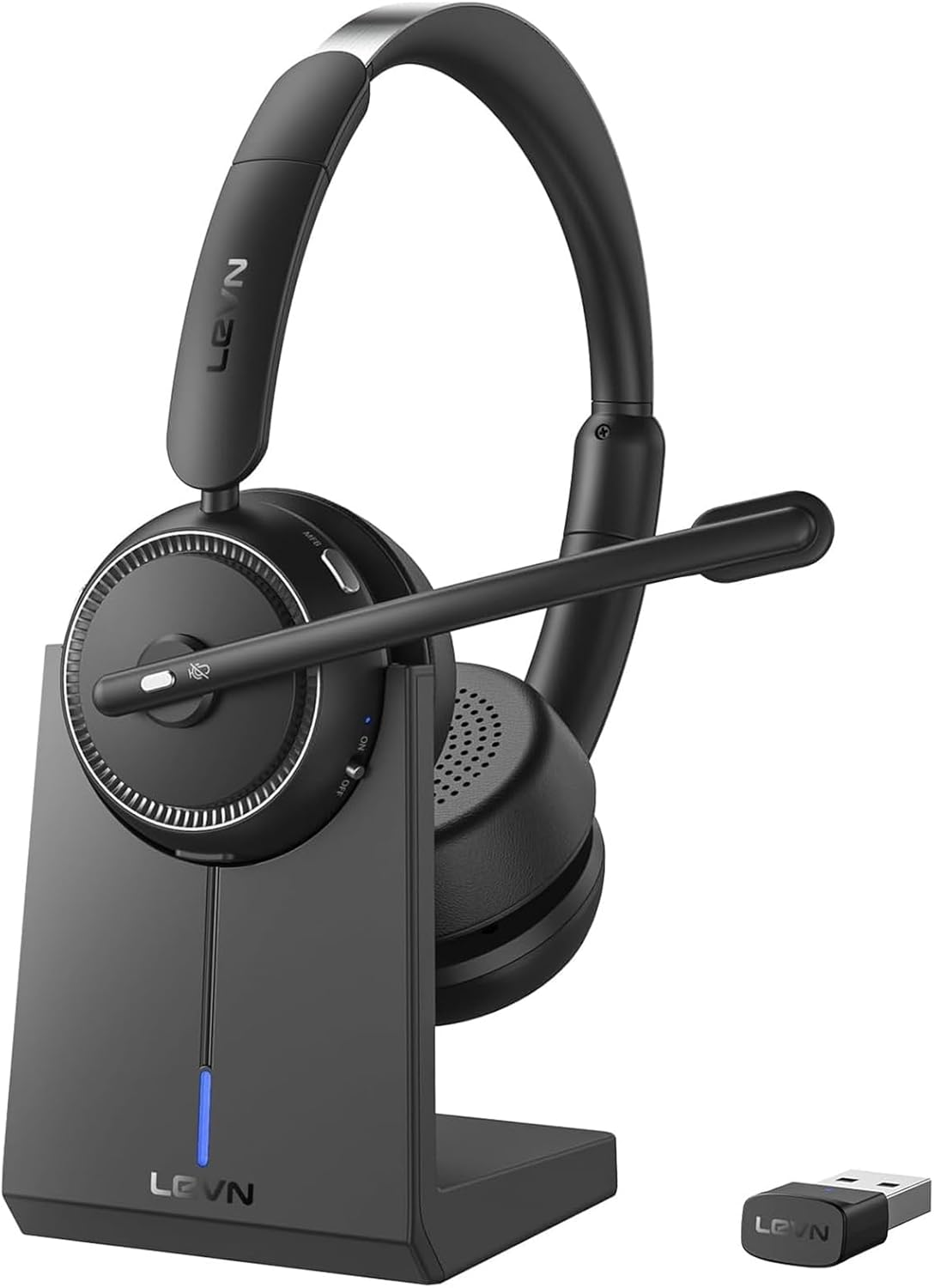 Wireless Headset with Mic for Work, Bluetooth Headset with Microphone (Noise Cancelling & Mute Button), Wireless Headphones with Mic for Work from Home/Office/Pc/Call Center/Computer/Laptop/Teams/Zoom image number 6