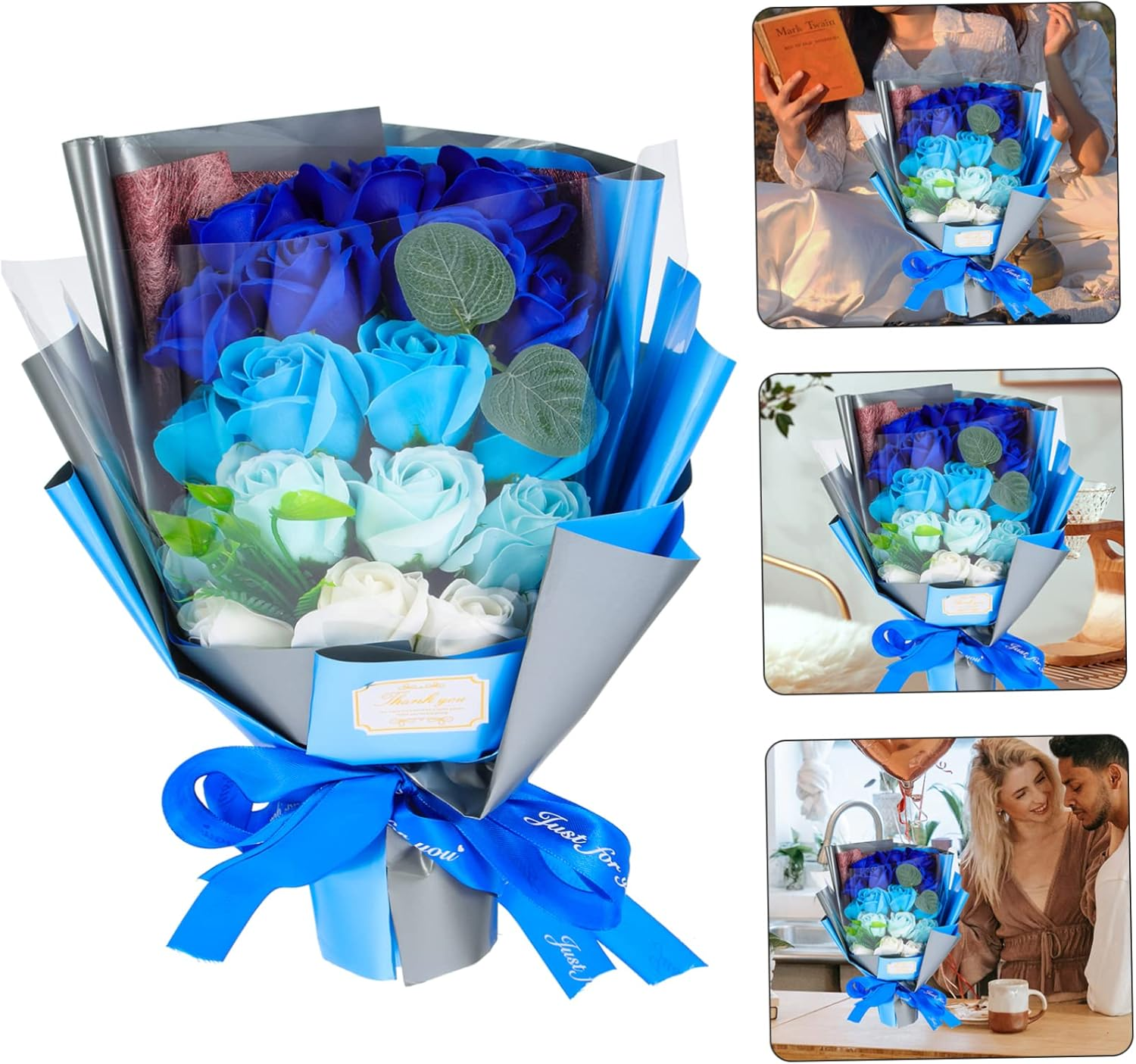 ULDIGI 1Set Soap Flower Handmade Artificial Flowers for Mother'S Day Valentine'S Day Bathroom Decor Non-Wilting Safe and Practical Soap Roses Gradient Box image number 5