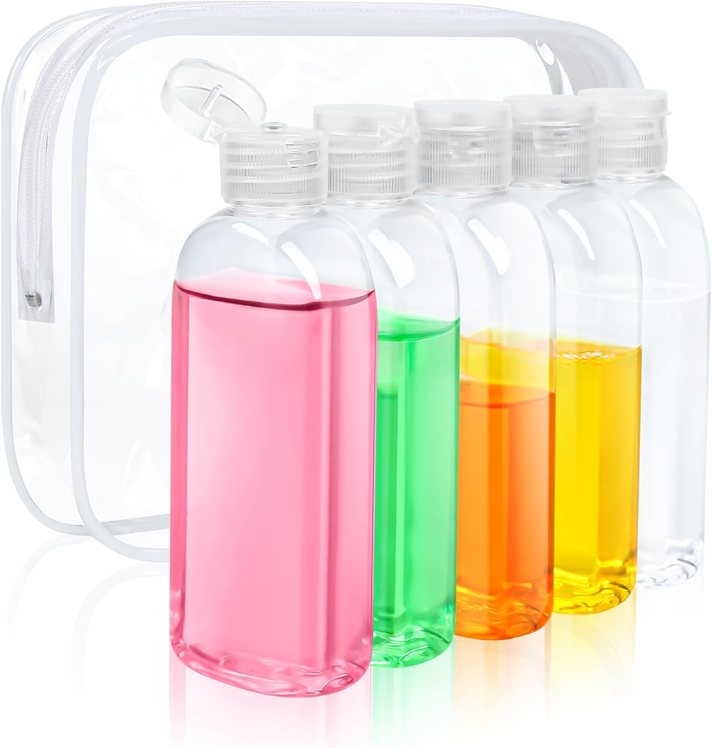 5 Pack 3.4 Oz Clear Travel Bottles Kit - TSA Approved, Leak Proof, Reusable - Perfect for Toiletries, Travel, Business Trips, Fitness Centers, Beaches, Camping - 100Ml PET Bottles image number 2