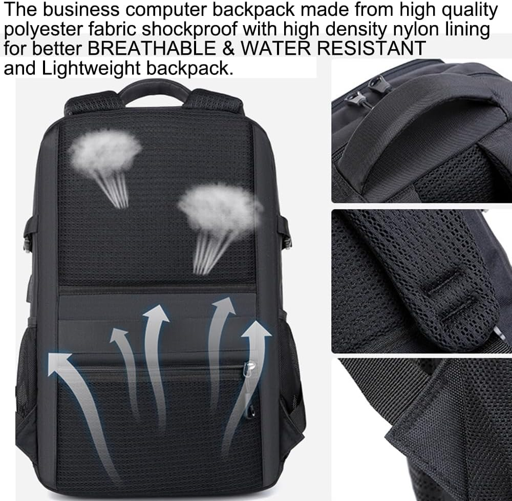 Reppkyh 50L Travel Laptop Backpack,17 Inch Travel Laptop Backpack Flight Approved Computer Bag with USB Charging Port Water Resistant image number 4