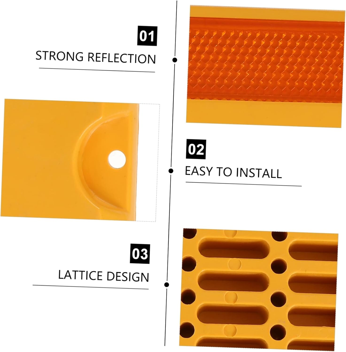Anneome Reflective Plastic Speeds Buffer Plates 4Pcs Double-Sided Yellow Highway Deceleration Pads Night Visibility Traffic Safety Markers for Roadways image number 5