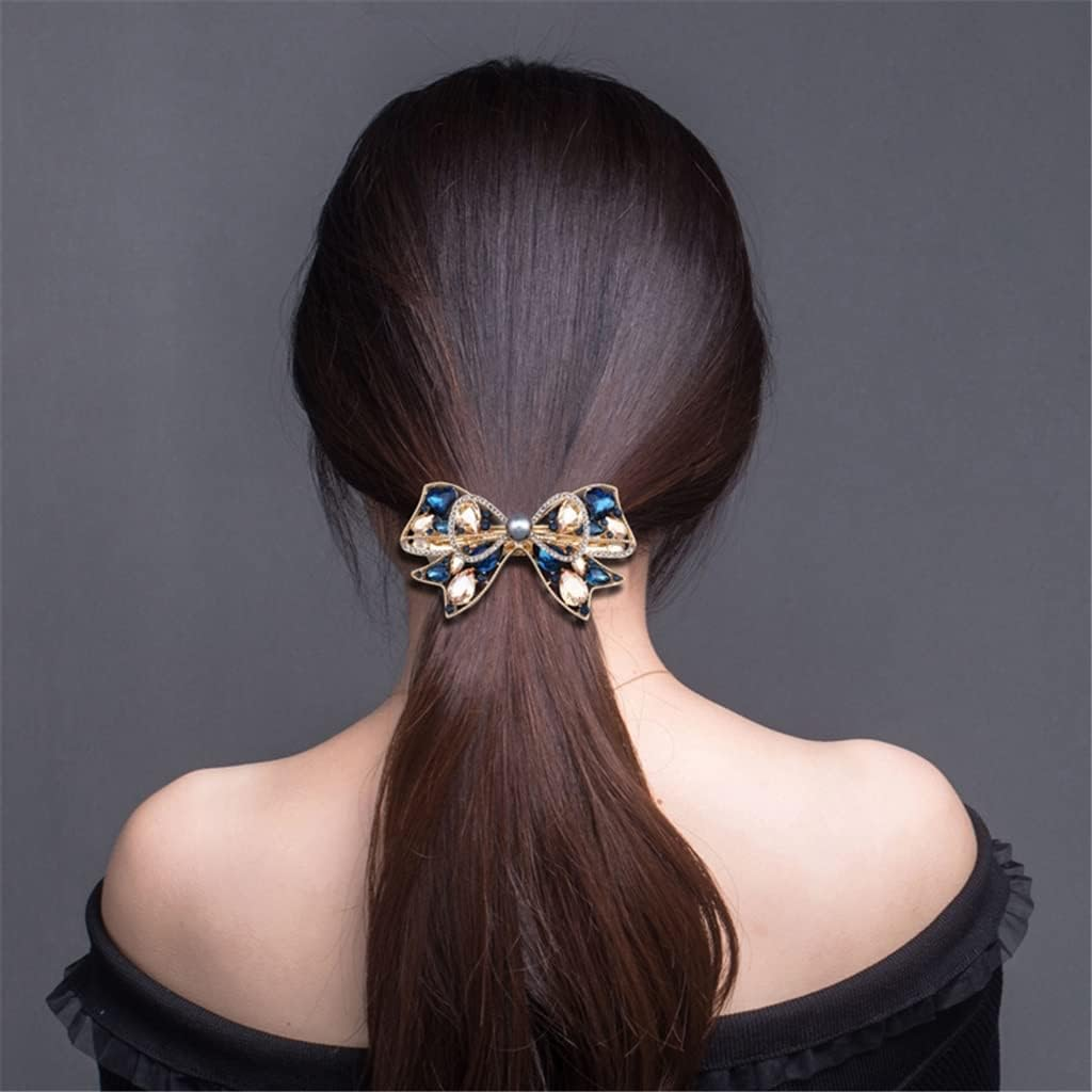Crystal Hair Accessories,Clips Hairpins,Clip Plate,Hairpin Back Head Hair Accessories Headdress Temperament Hairpin Female Word Clip Back Head Clip Ponytail Chuck Flower (Color : A, Size : 6.8 * 4.6Cm image number 2