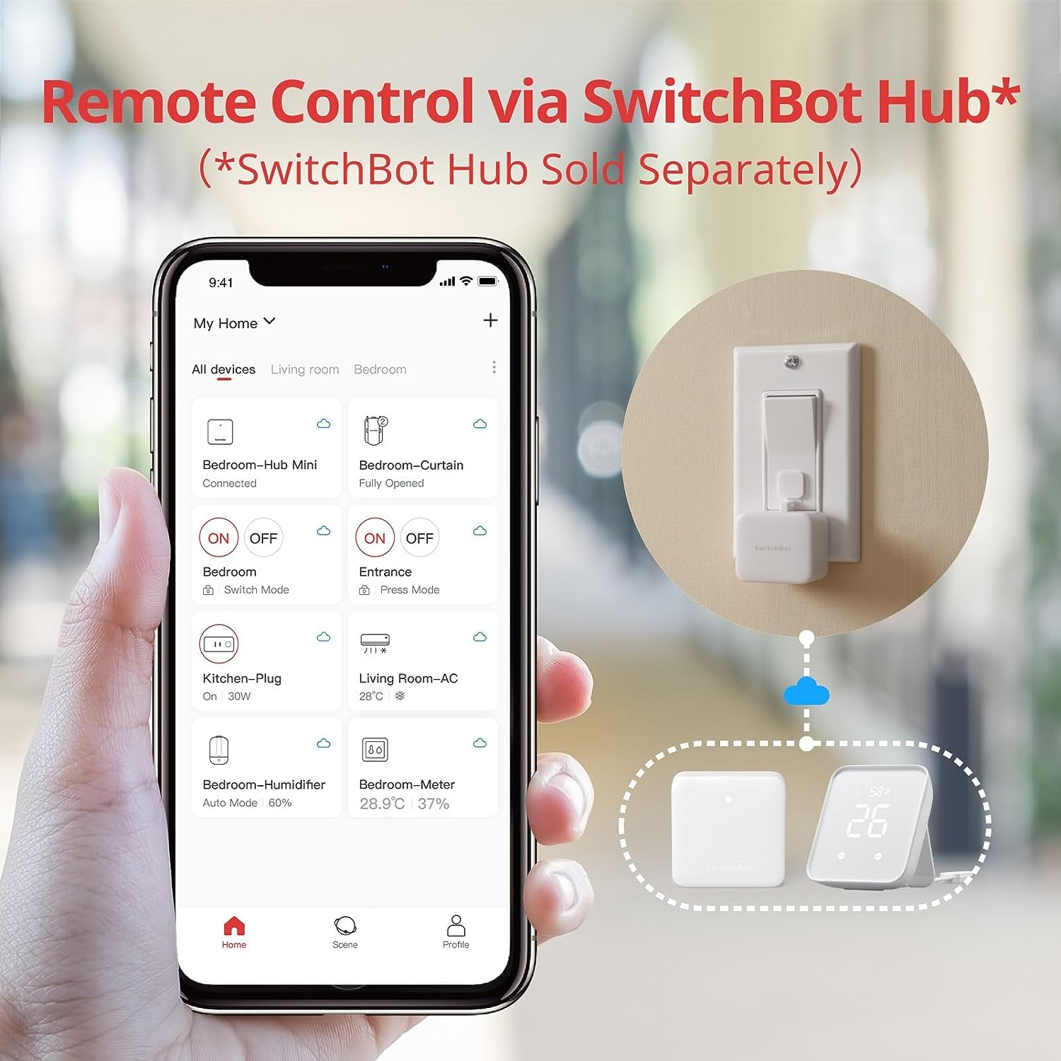 Switchbot Smart Switch Button Pusher - No Wiring, Wireless App or Timer Control, Add Switchbot Hub Mini to Make It Compatible with Alexa, Google Home, IFTTT (White) image number 4