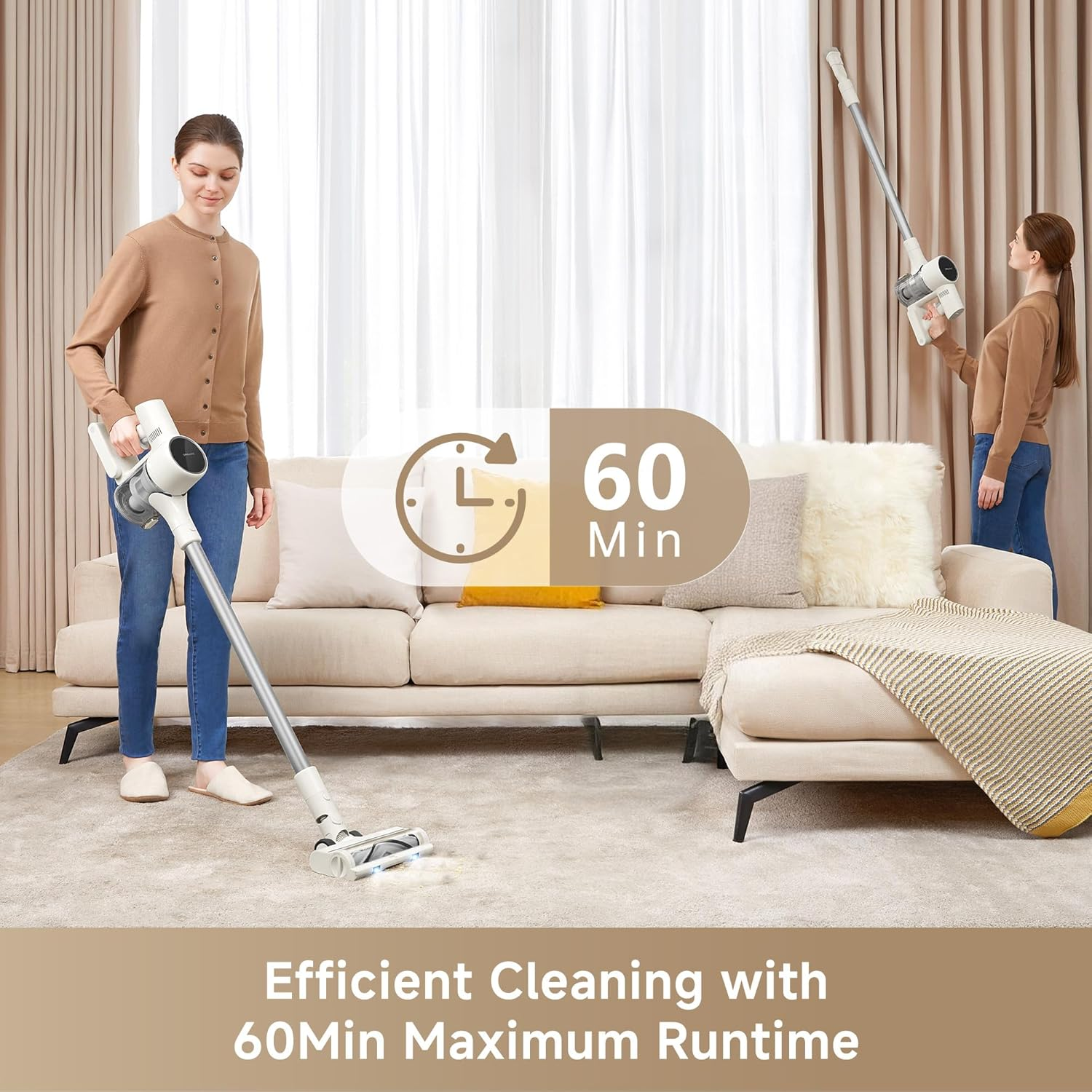 Dreame R10 Pure Cordless Vacuum Cleaner, Stick Vacuum Cleaner for Home, 120AW Powerful Suction, Anti-Tangle, LED Headlights, up to 60 Mins Runtime, Lightweight for Carpet, Hard Floor, Pet Hair image number 6