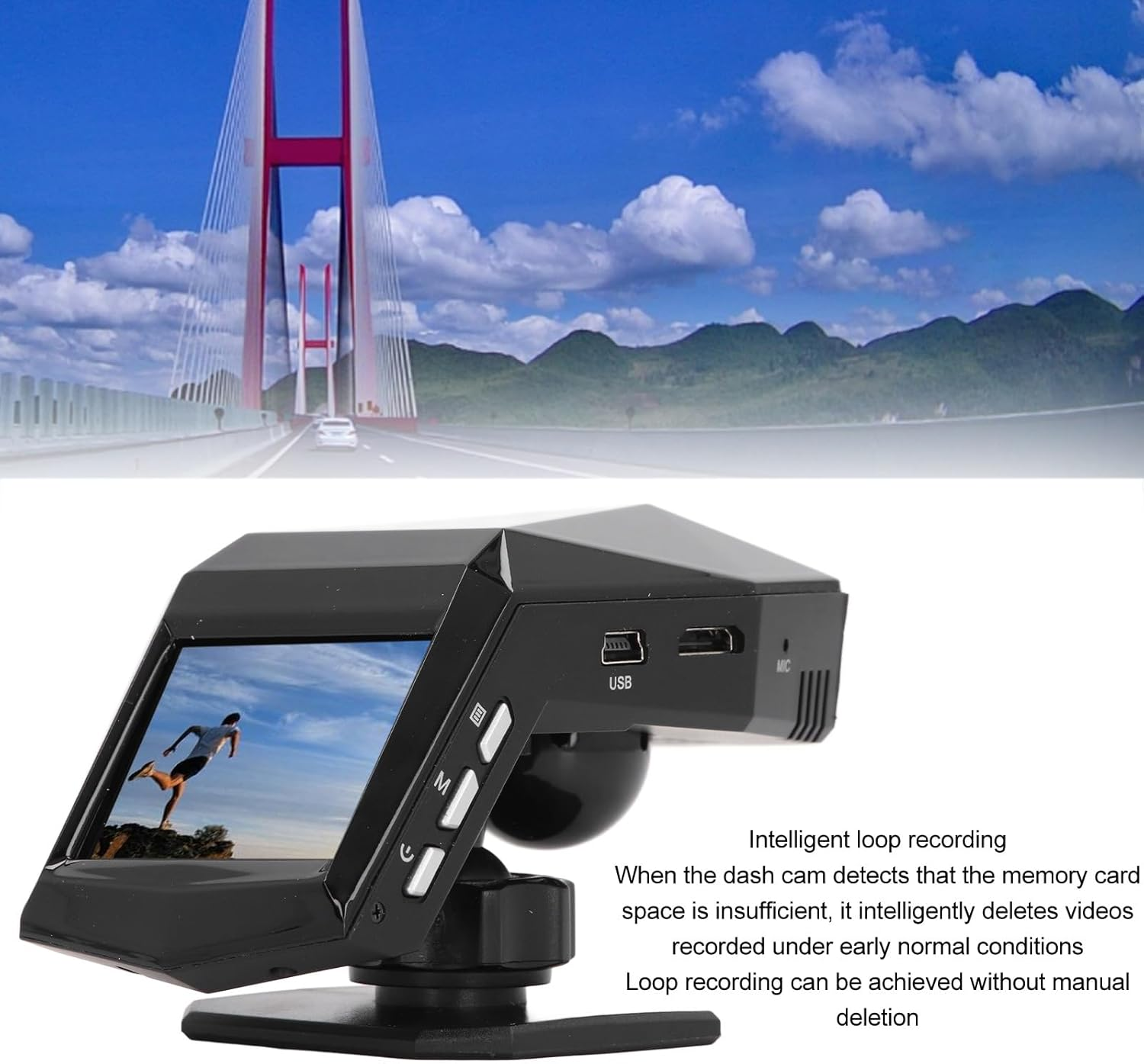 Car Dash Cam 10MP HD Lens 170 Wide Angle Night Vision WDR Loop Recording Parking Monitoring for Vehicles image number 6