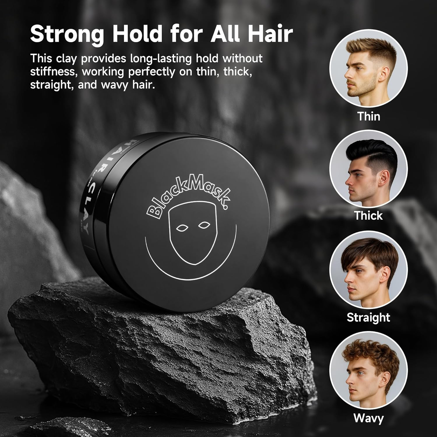 Blackmask Hair Clay for Men (3.52 Oz) Matte Finish with Strong Hold, Hair Styling Clay, Adds Texture & Volume image number 6