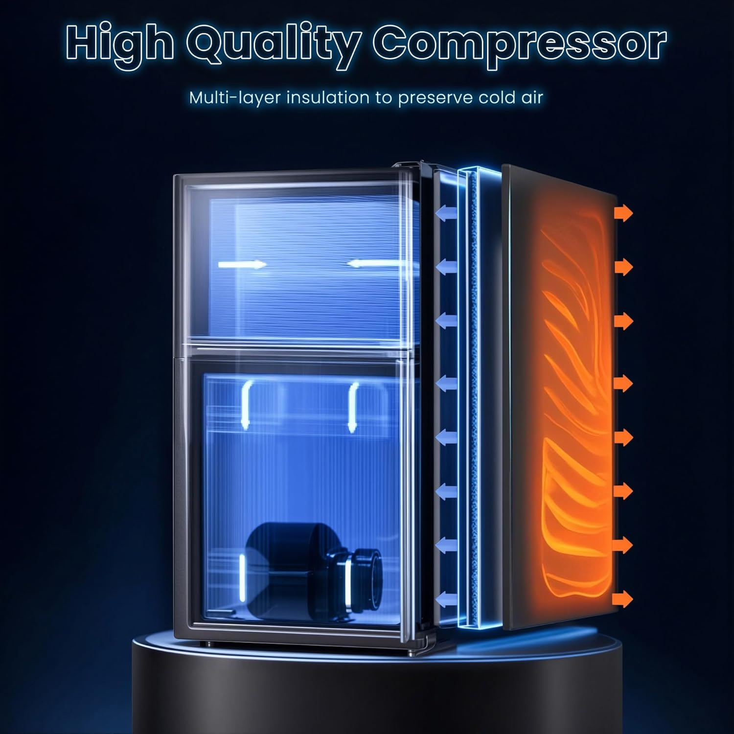 Advwin 80L Refrigerator with Freezer,2-Door Mini Fridge,Compact Drink Chiller with 7-Level Temperature Control 38Db Low Noise Reversible Door,Wine Cooler for Dorm,Kitchen, Bedroom, Office Use