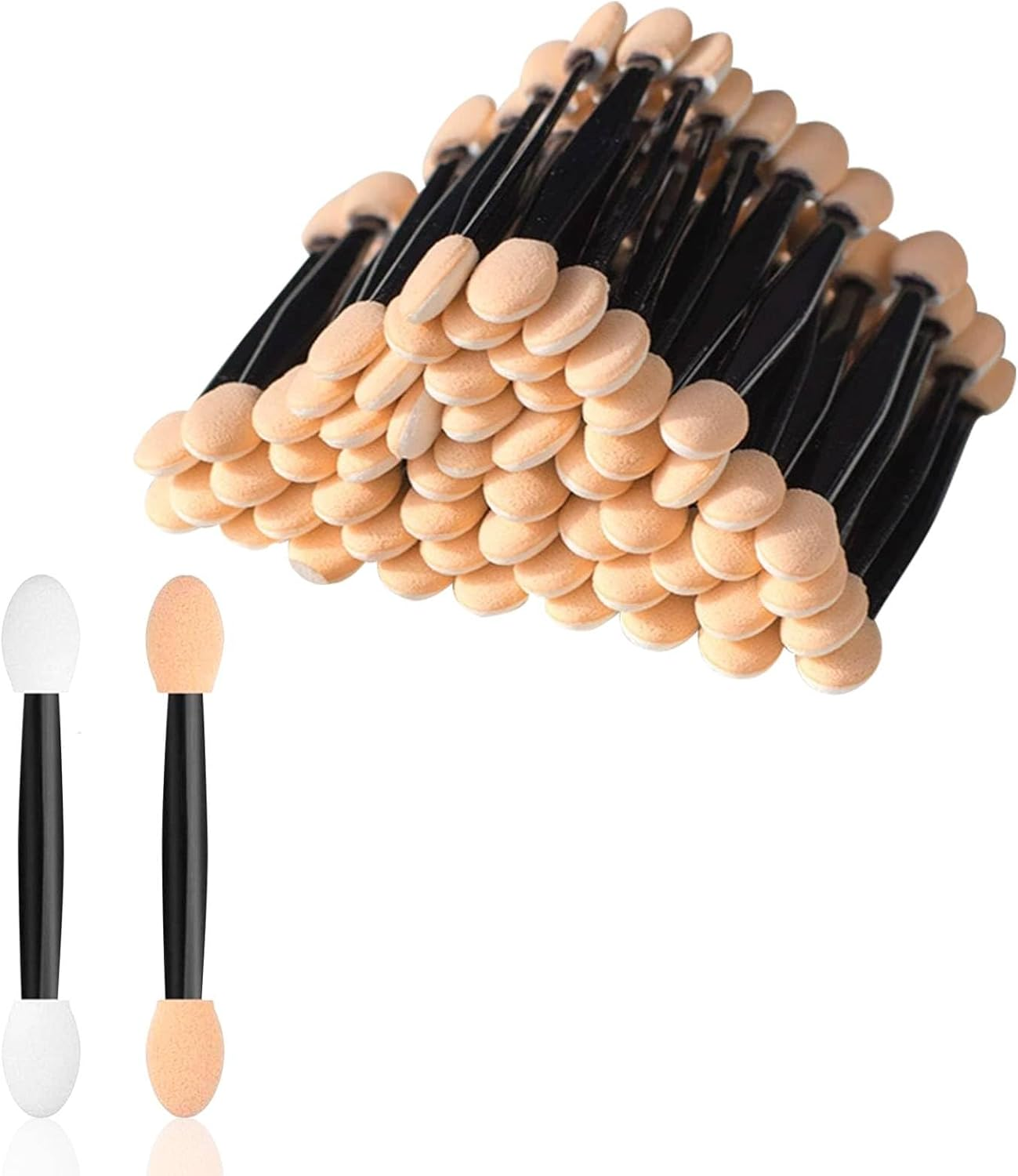 Funalix Pack of 50 Sponge Eyeshadow Applicators, Double Ended Disposable Eyeshadow Brushes, Eyeshadow Applicators, Sponge Makeup Stick for Makeup Adults, Girls and Women image number 3