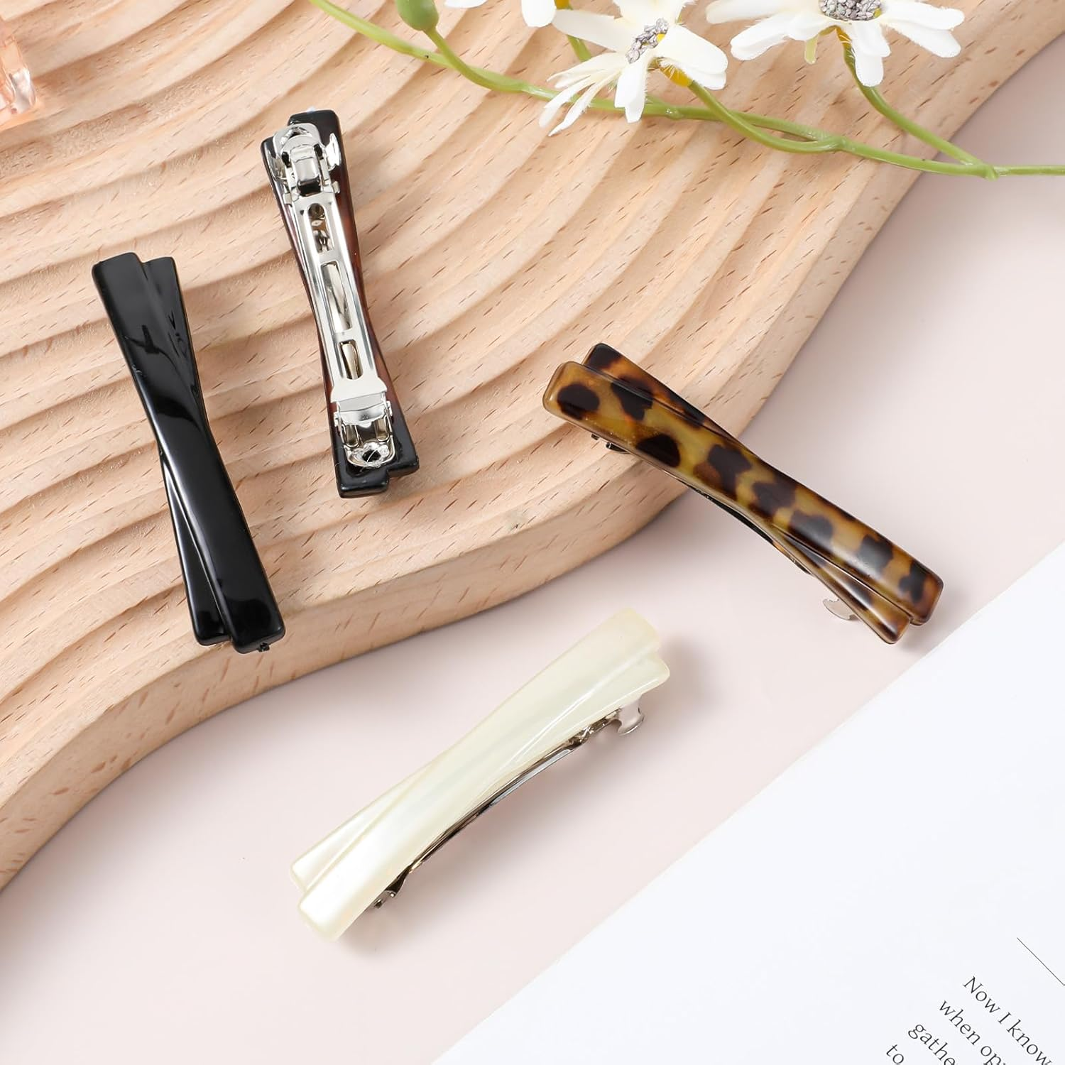 Pack of 4 French Hair Clips, Mabor Classic Hair Clips, Women'S Press on Hair Clips, Women'S Elegant Hair Accessories, Firm Fixation, for Fine Hair and Medium Thick Hair (4 Colours) image number 6