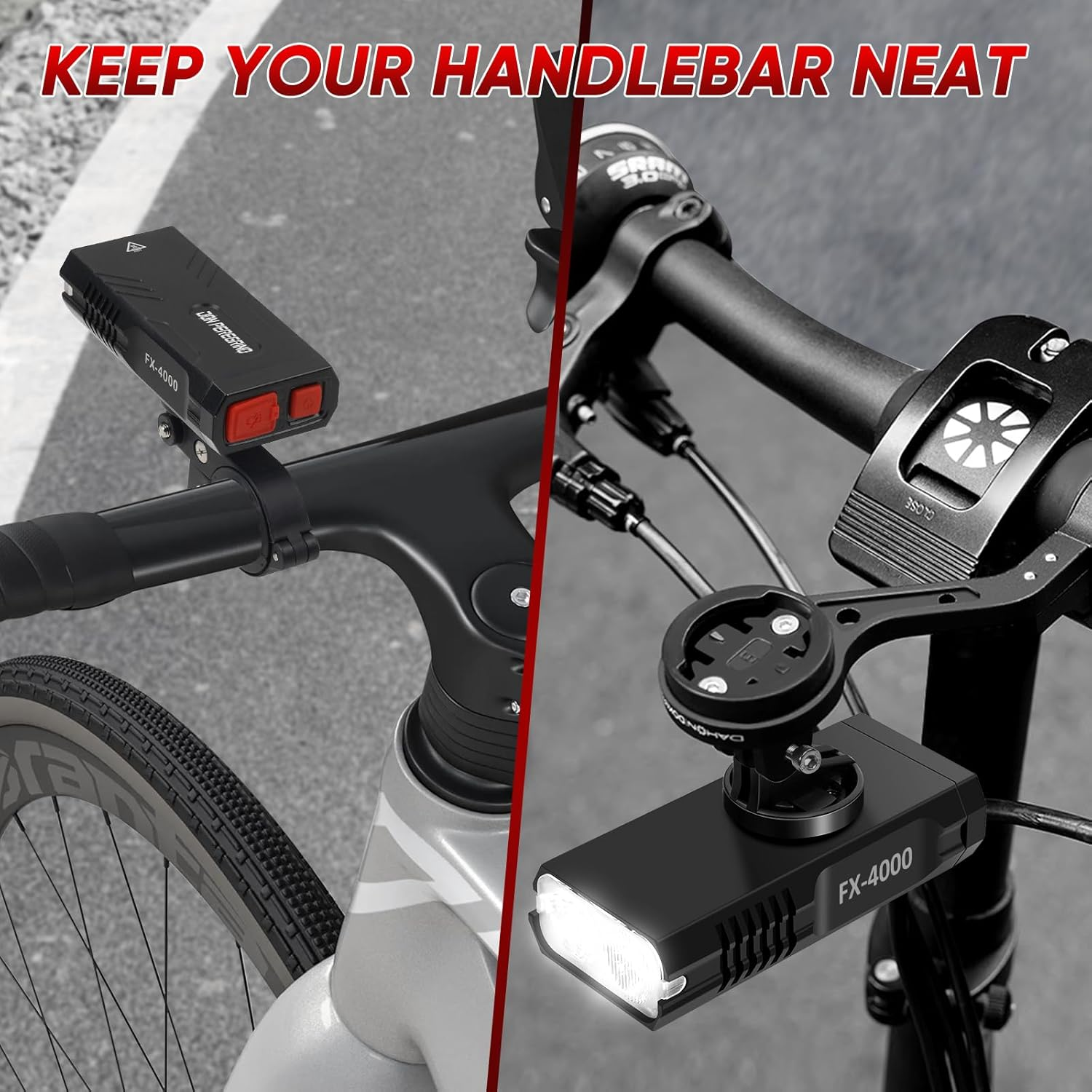 Bike Light Front 4000 Lumens &ndash; Aluminum Casing, IP65 Waterproof, USB-C Rechargeable, 6 Steady/Flash Modes, Quick Release Mount, DON PEREGRINO FX-4000 Bicycle Lights image number 6