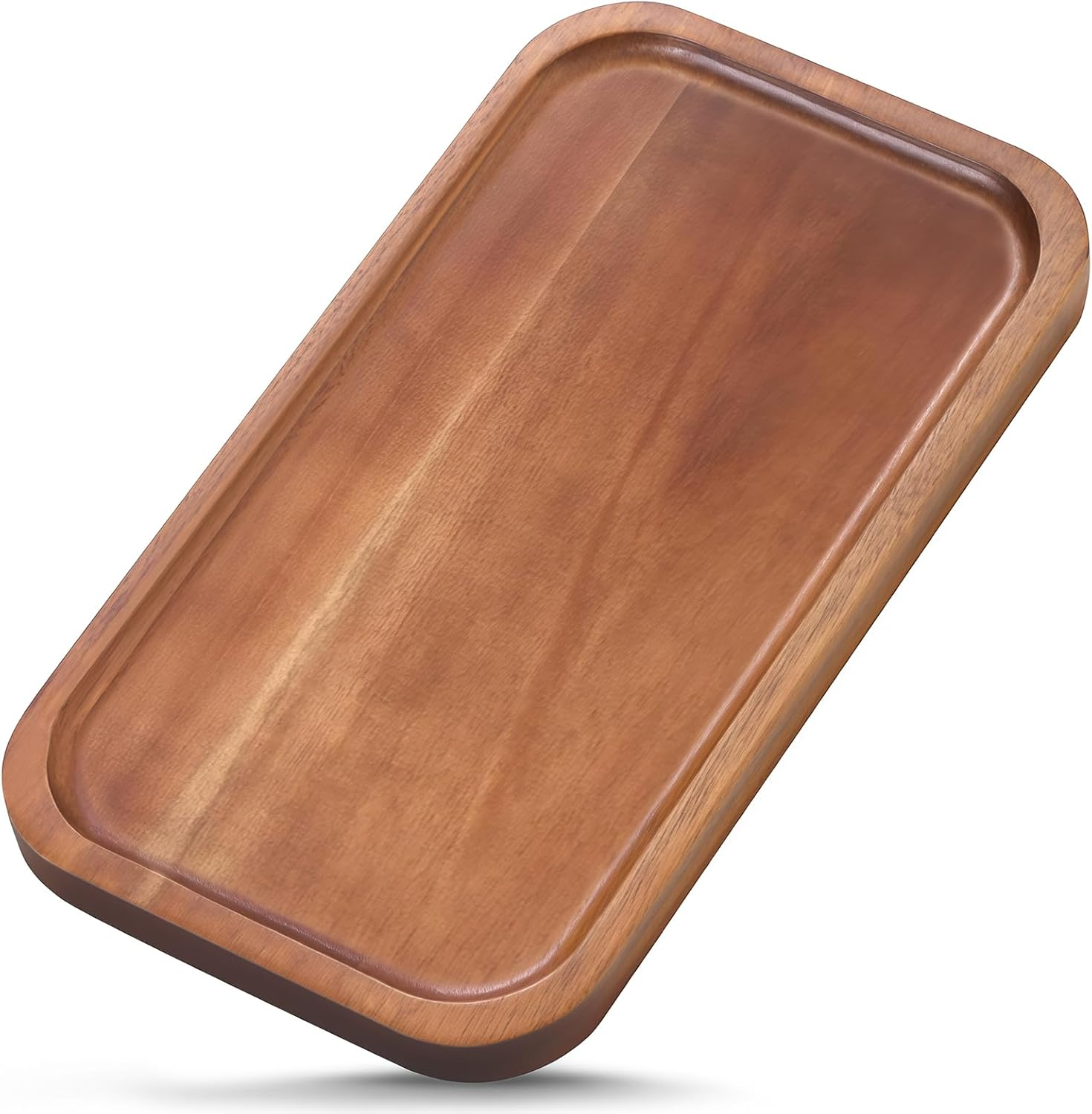 Solid Acacia Wood Serving Trays and Platters - Wooden Mini Charcuterie Boards, Rectangle Small Cheese Board for Food, Bathroom, Home Decor, Kitchen Counter, (25.5X14 CM, 1 Pack) K01 image number 1
